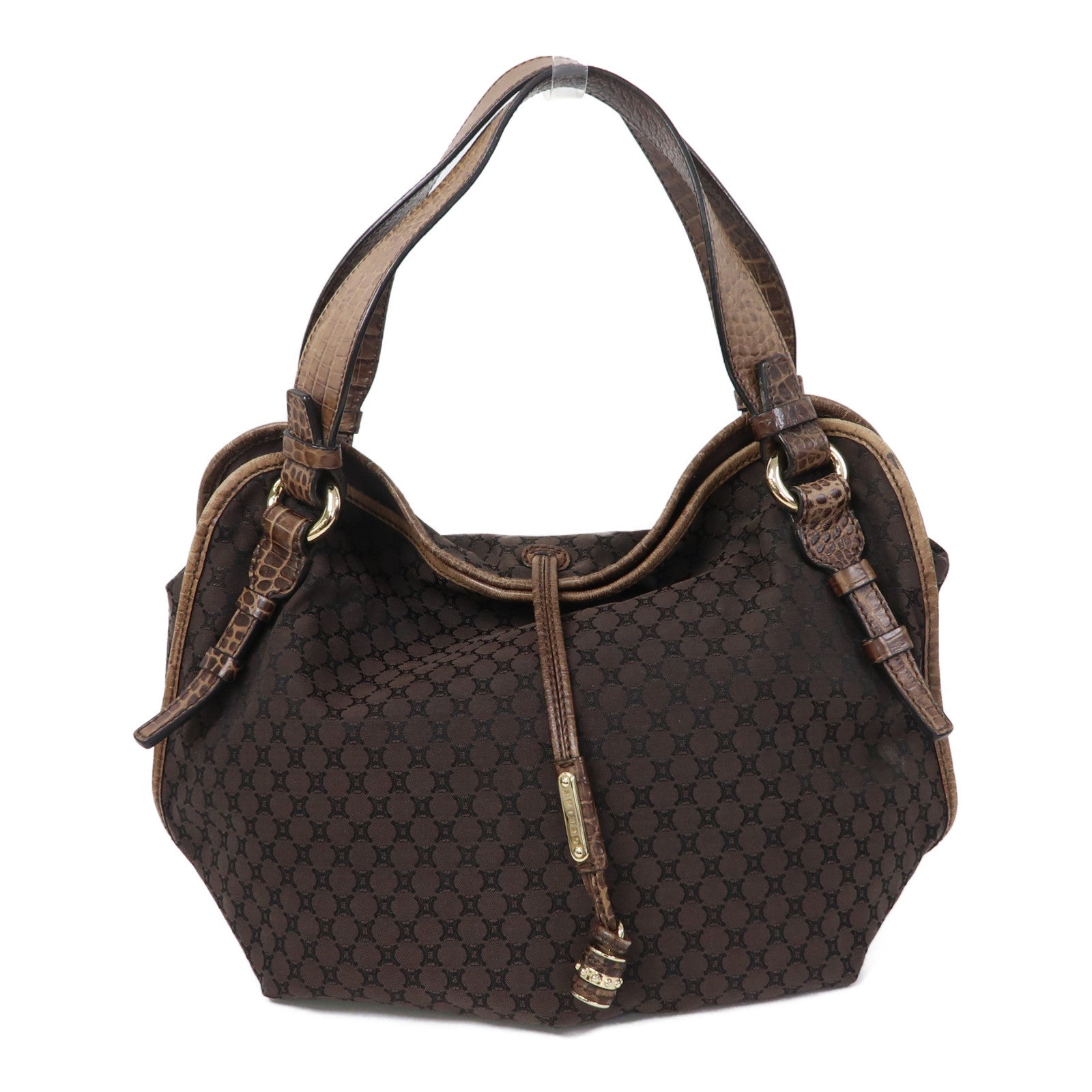 CELINE 帆布Shoulder Bag金扣肩背袋啡色