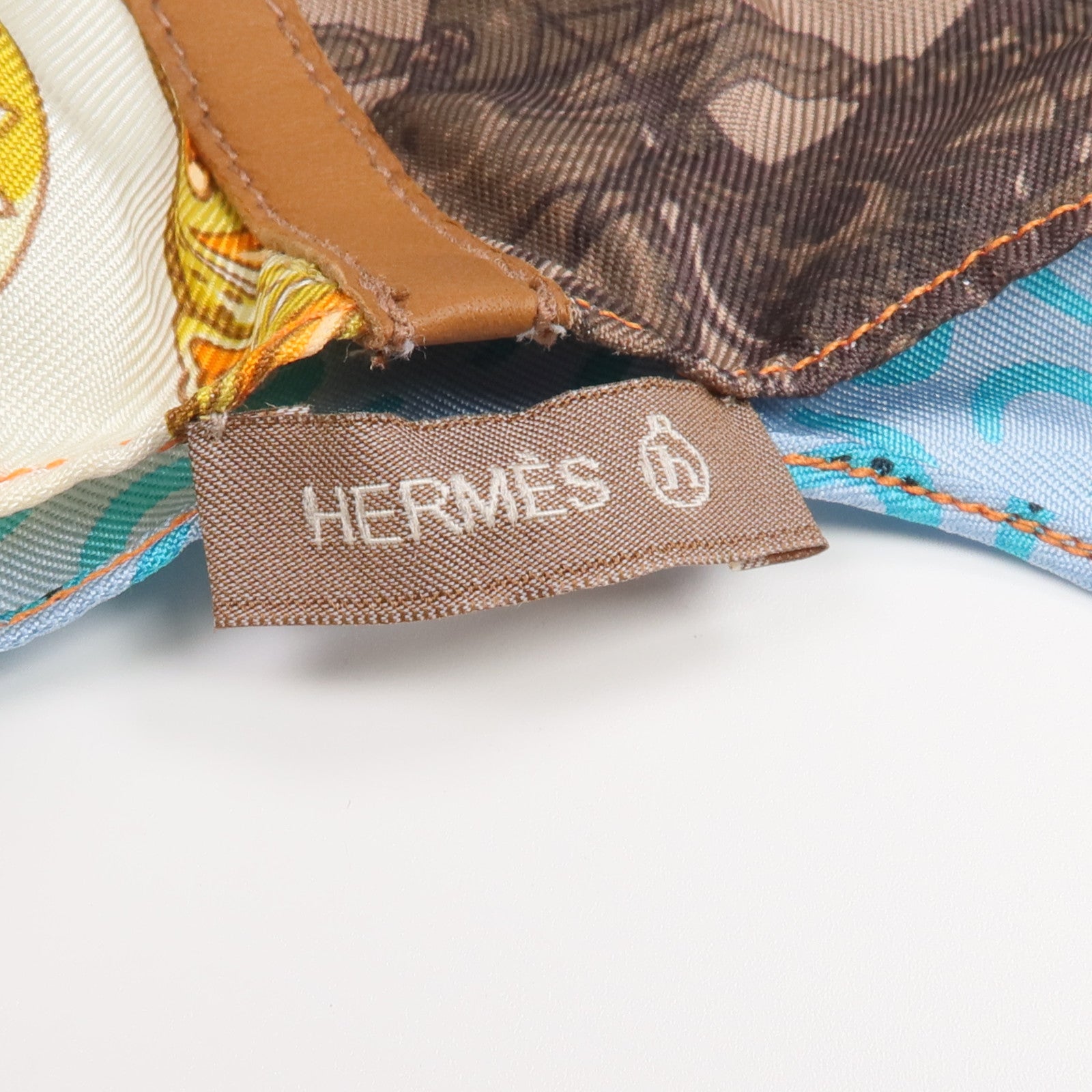 HERMES 絲質/Swift皮革Petit H Shopping Bag銀扣購物袋