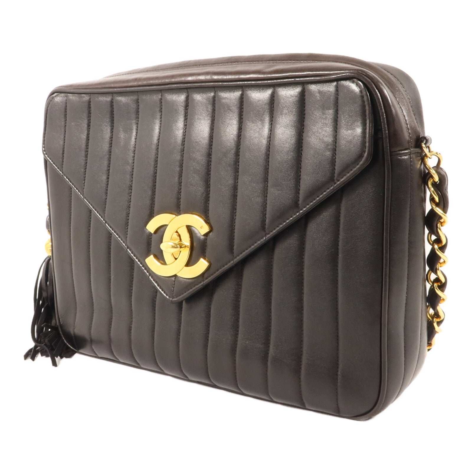 CHANEL 羊皮皮革Vintage Chain Shoulder鏈帶肩背袋