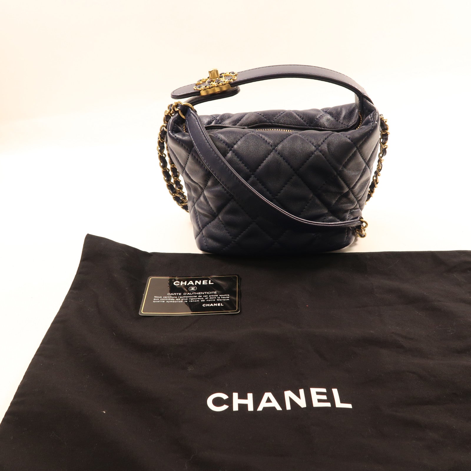 CHANEL 【激減優惠】羊皮皮革2Way Shoulder金扣手挽肩背兩用袋