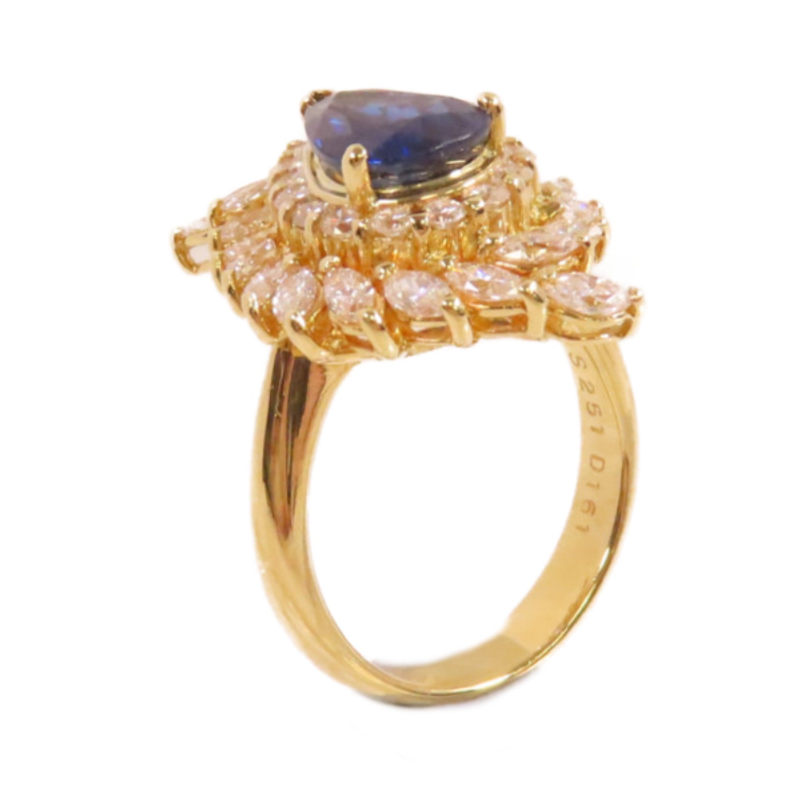 JEWELRY 【激減優惠】18K黃金/2.51ct藍寶石/1.61ct鑚石Sapphire Diamond Ring戒指US#6.5