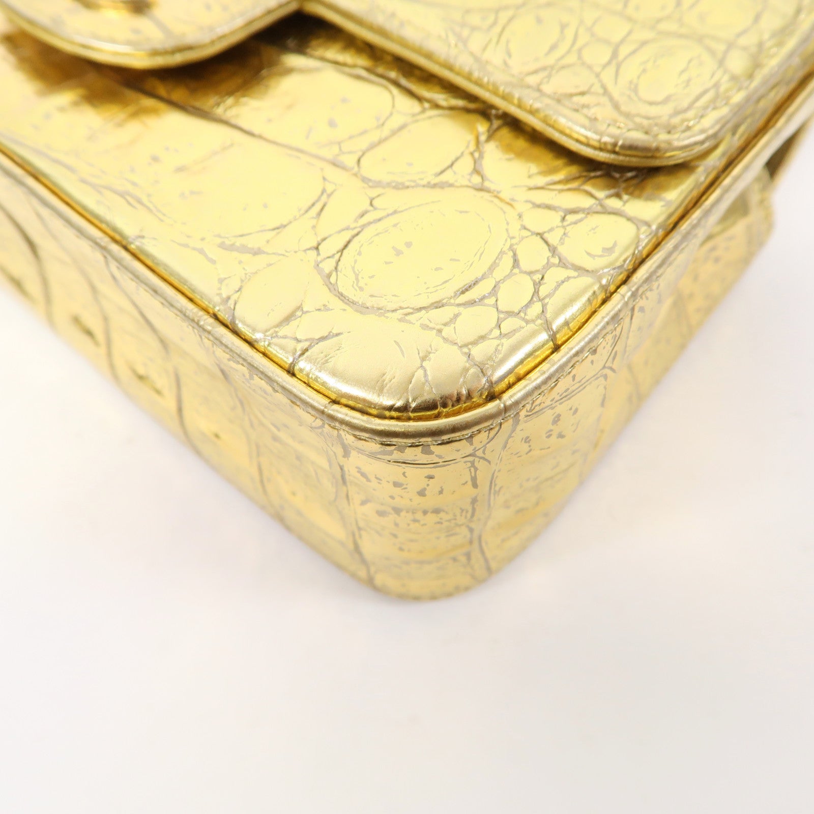 CHANEL 牛皮皮革Classic Flap 20金扣鏈帶肩背袋金色