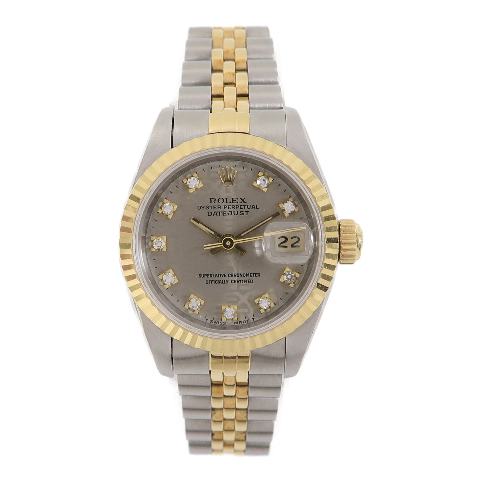 ROLEX Lady Datejust 18K黃金/不鏽鋼手錶自動機芯銀色
