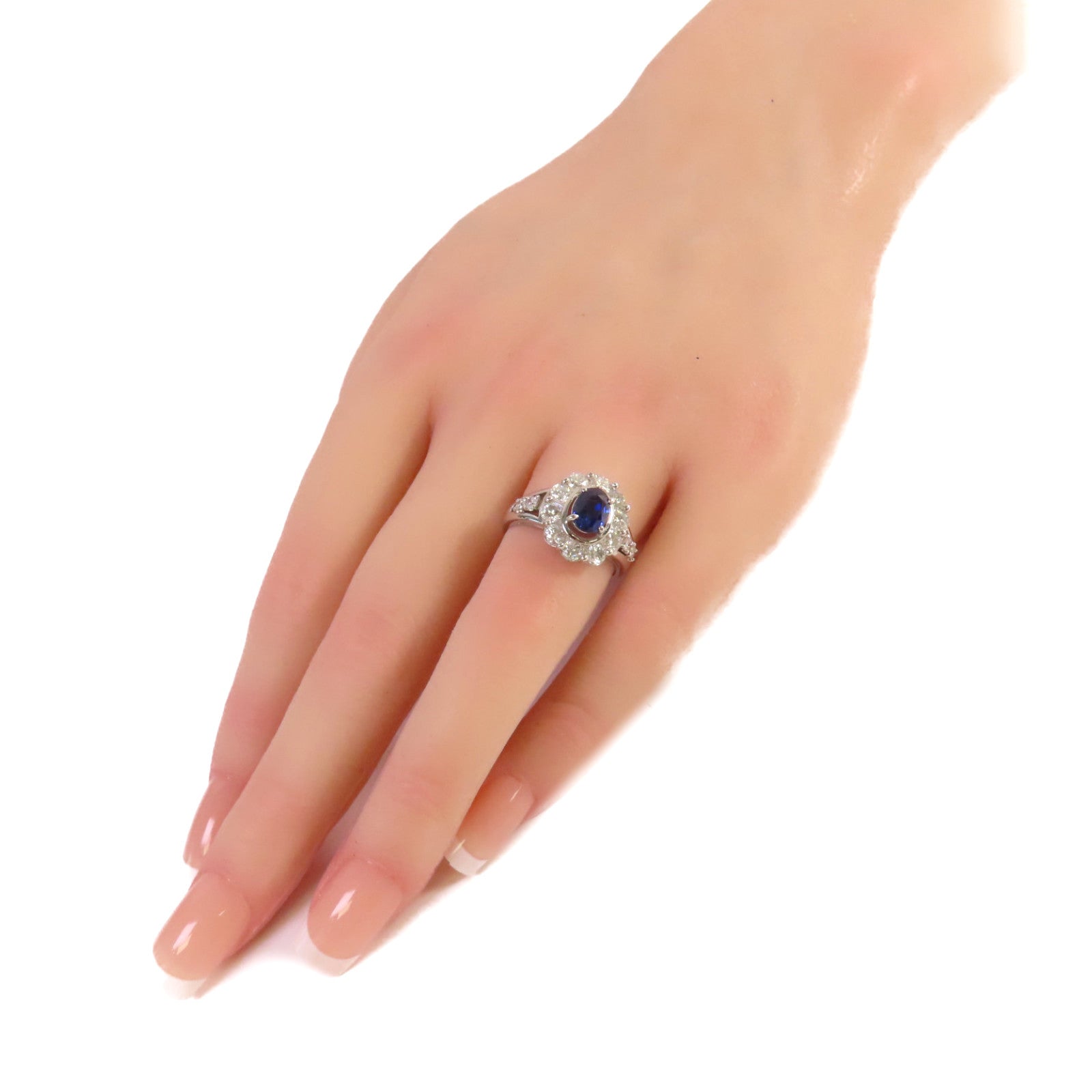 JEWELRY 【激減優惠】PT900鉑金/1.168ct藍寶石/1.42ct鑽石Sapphire Ring戒指US#5.5