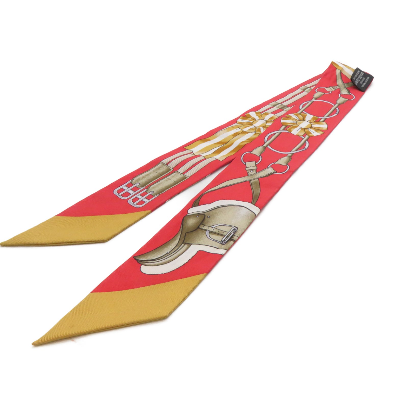 HERMES 【激減優惠】絲質Twilly絲巾紅色/黃色