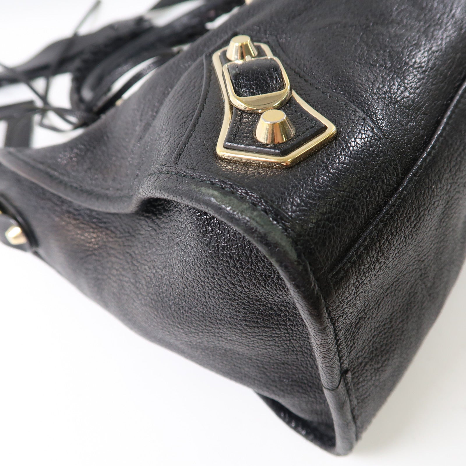 BALENCIAGA 牛皮皮革City金扣手挽肩背兩用袋黑色