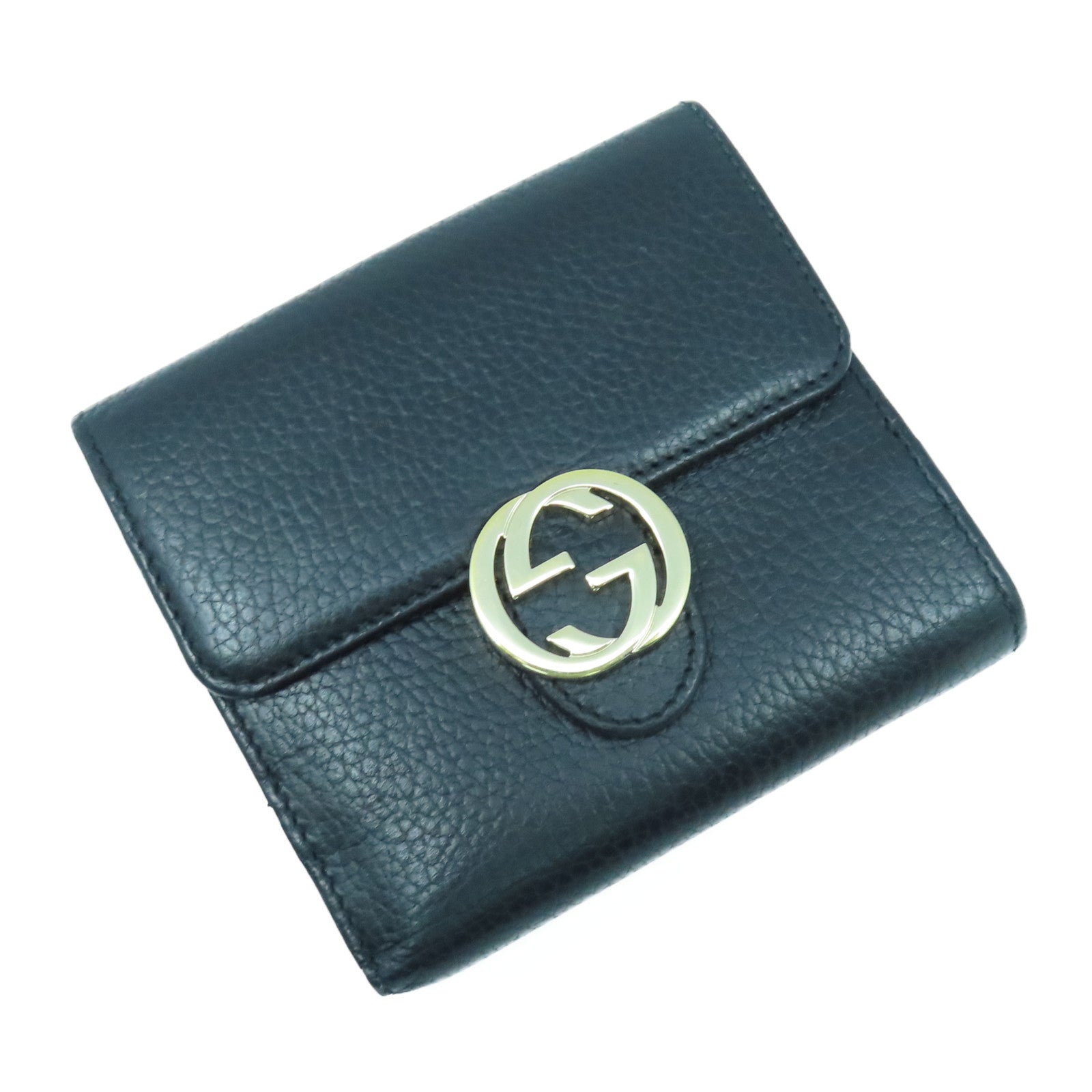 GUCCI 【激減優惠】牛皮皮革Wallet金扣錢包黑色