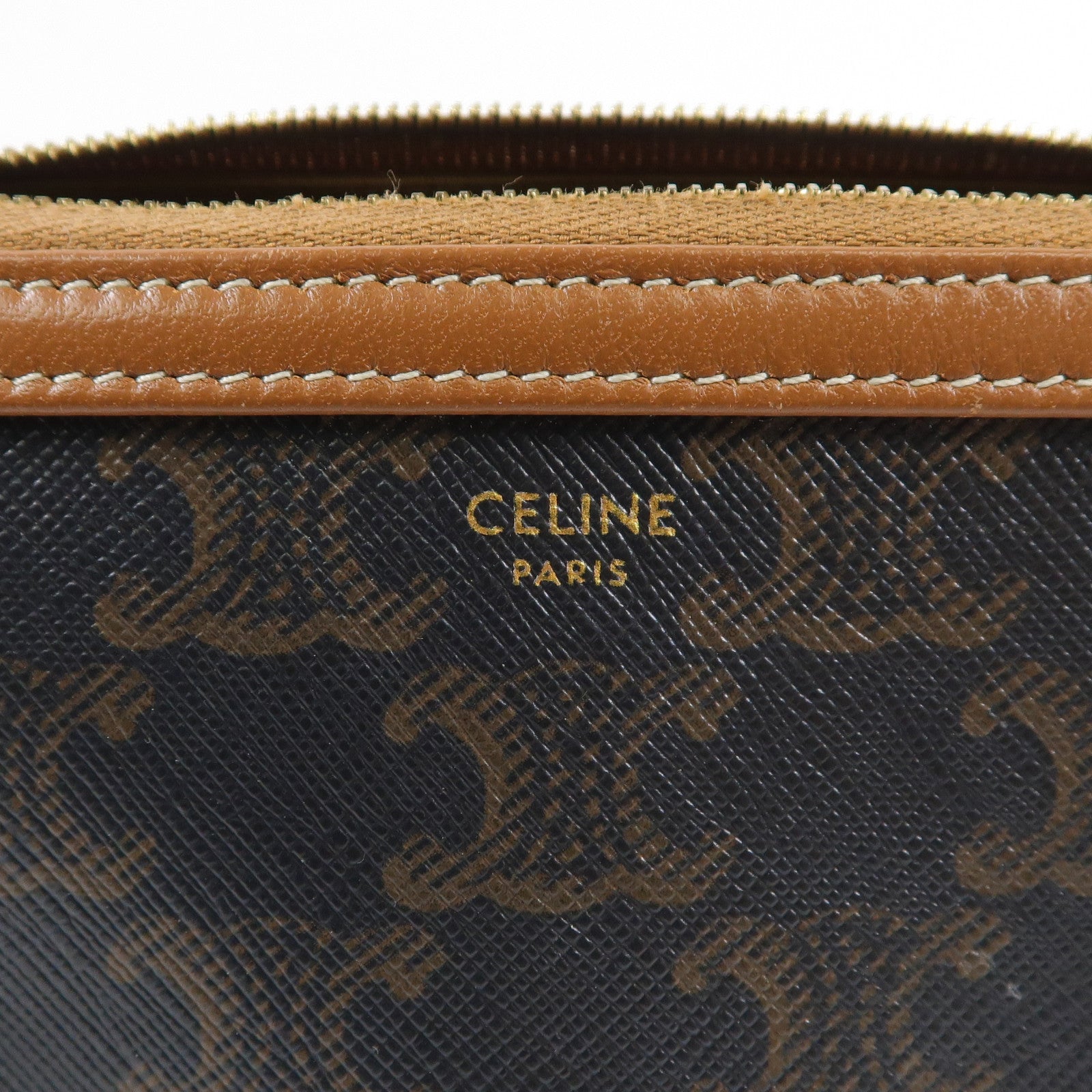 CELINE 塗層帆布Triomphe金扣鏈帶肩背袋