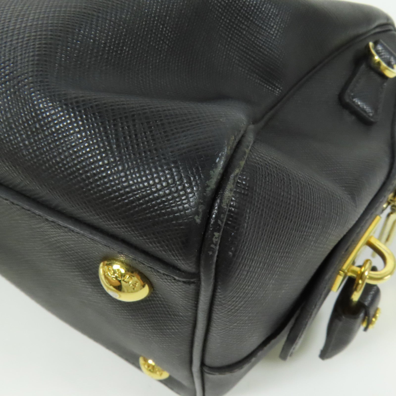 PRADA Saffiano皮革2Way Shoulder金扣手挽肩背兩用袋