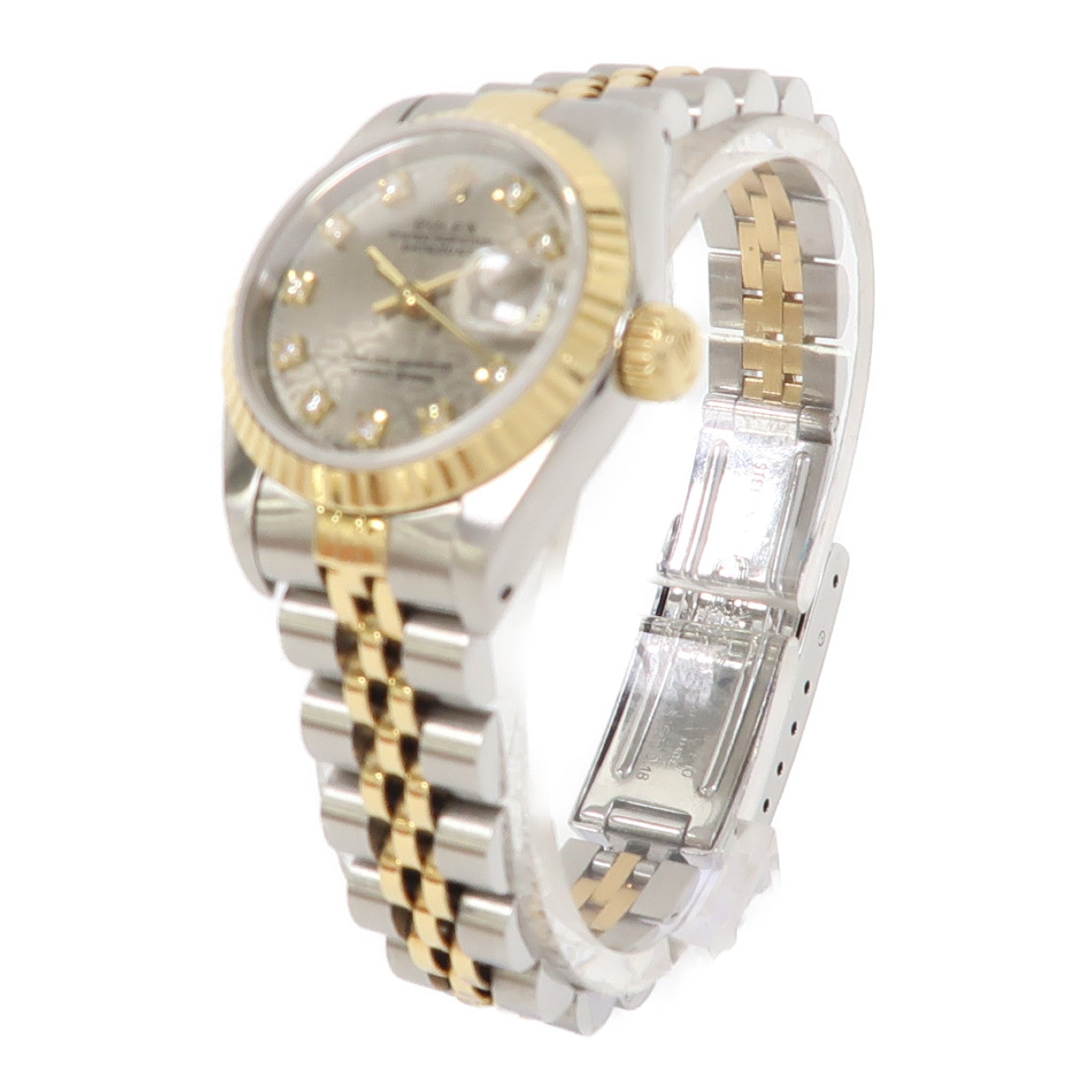 ROLEX Lady Datejust 18K黃金/不鏽鋼手錶自動機芯銀色