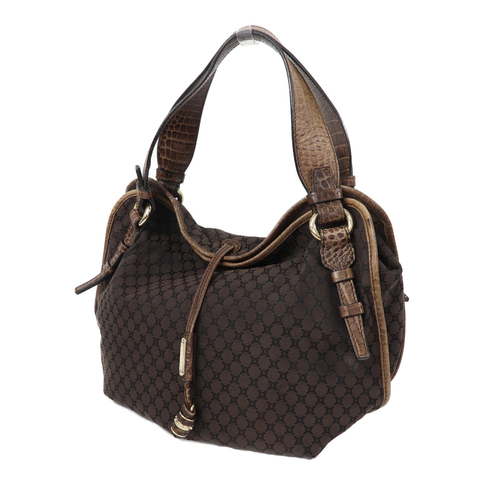 CELINE 帆布Shoulder Bag金扣肩背袋啡色