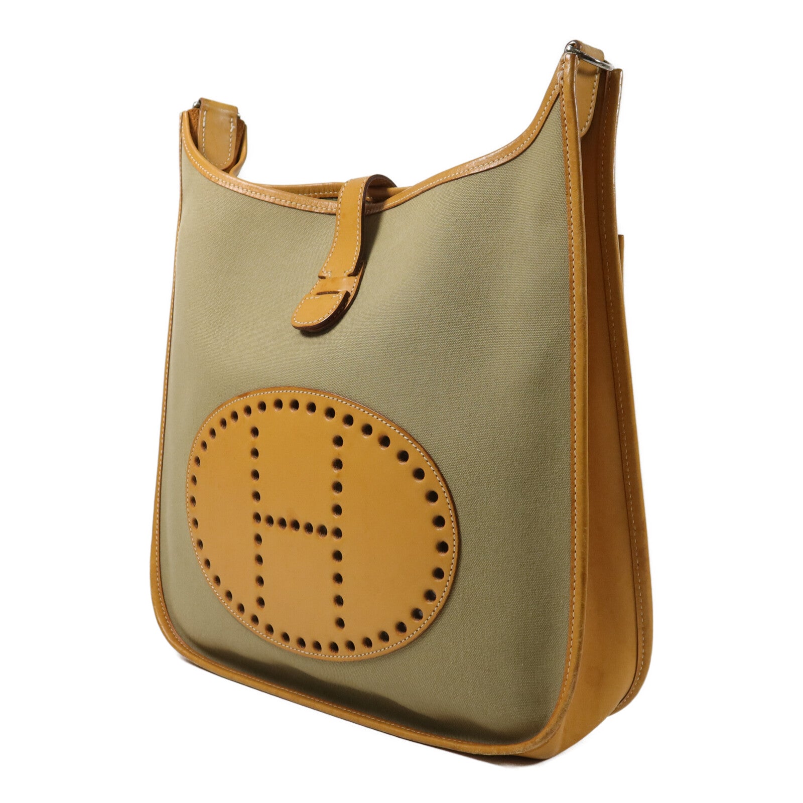 HERMES 帆布Evelyne PM肩背袋Green