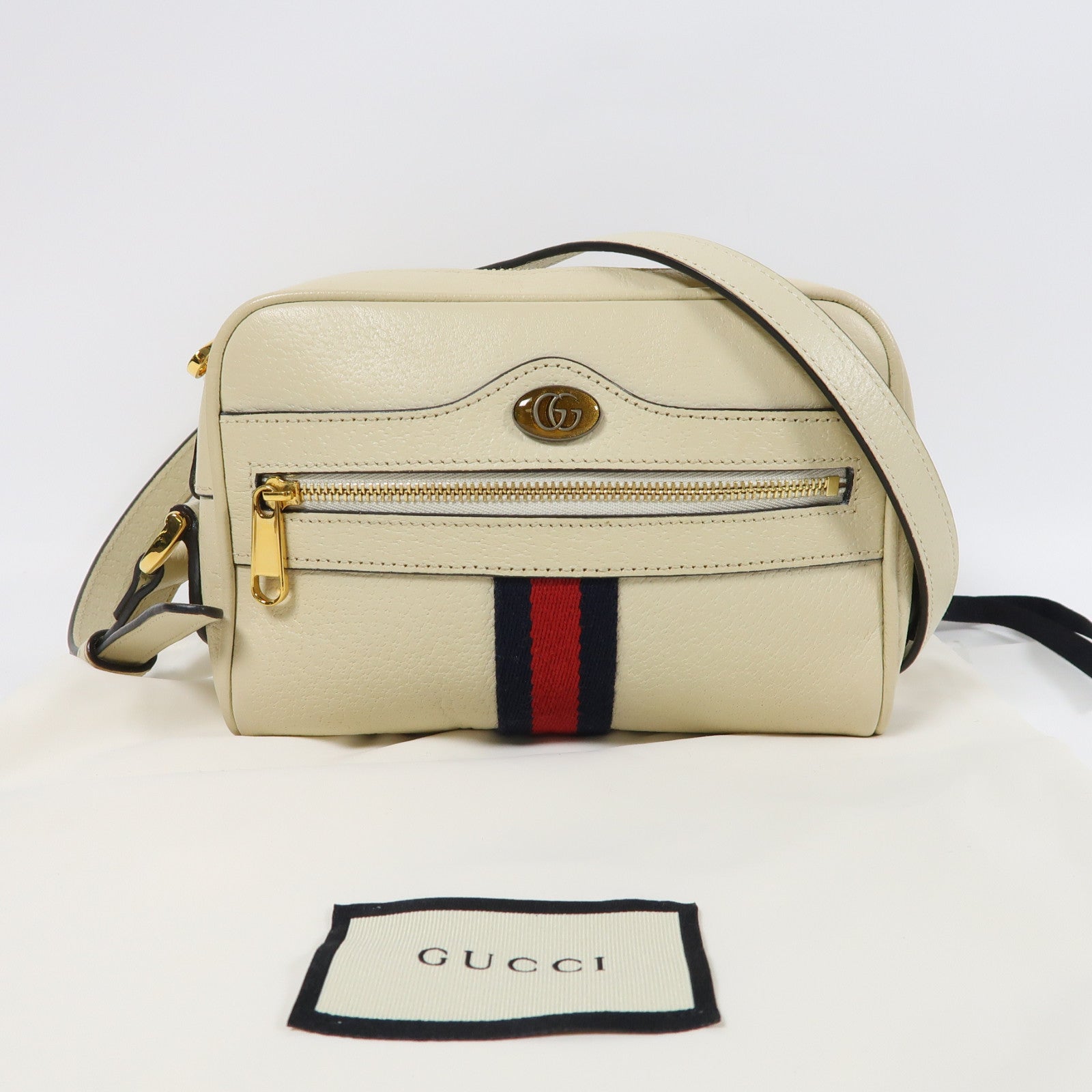 GUCCI 牛皮皮革Shoulder Bag金扣肩背袋白色