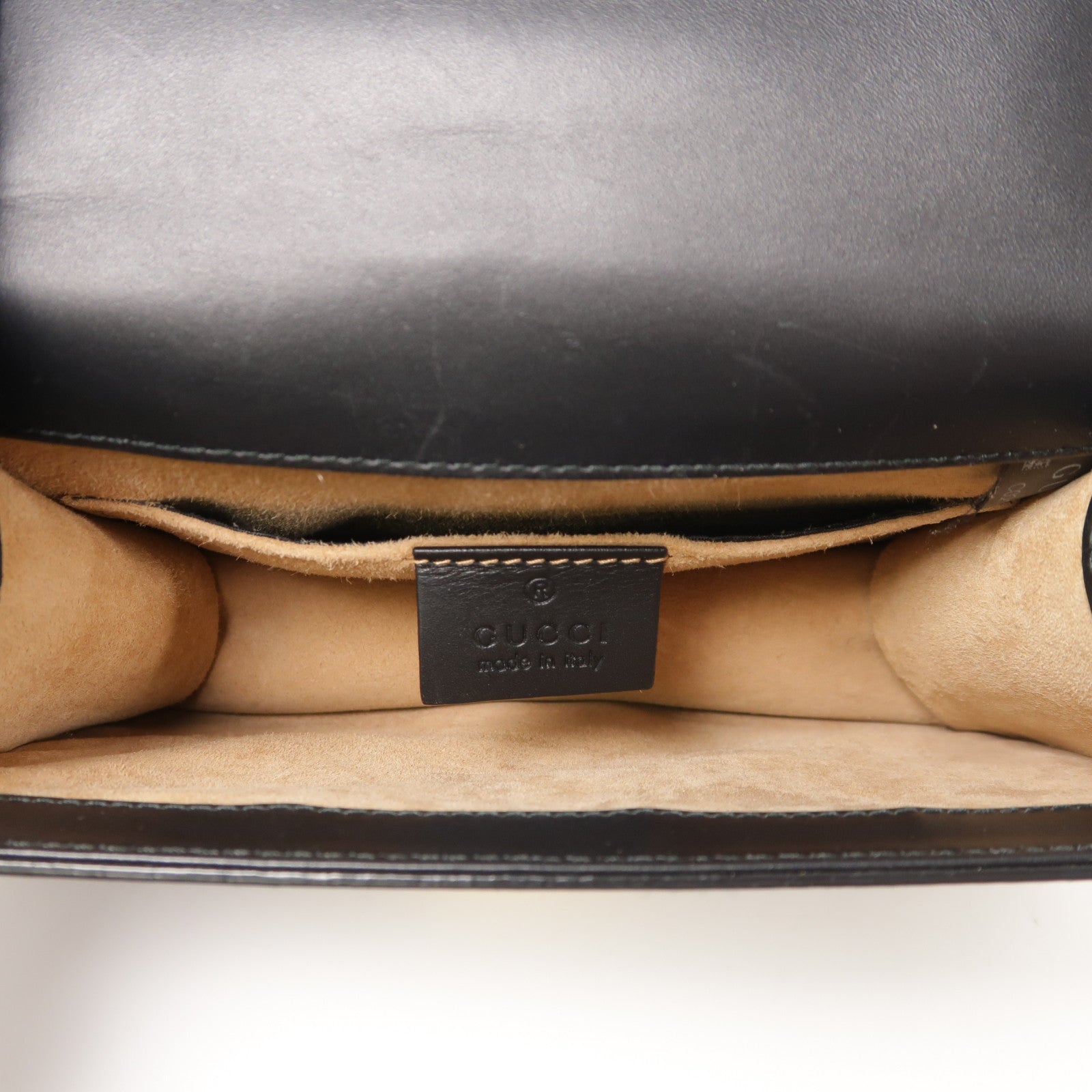 GUCCI GG GHW Sylvie Shoulder Bag Calfskin Leather Black