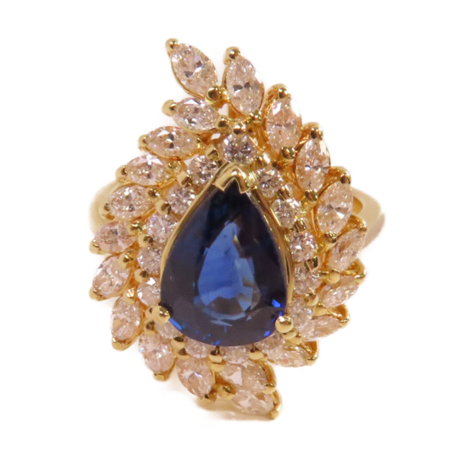 JEWELRY 【激減優惠】18K黃金/2.51ct藍寶石/1.61ct鑚石Sapphire Diamond Ring戒指US#6.5