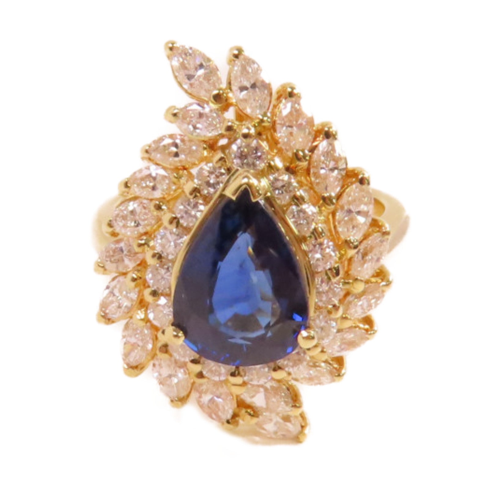 JEWELRY 【激減優惠】18K黃金/2.51ct藍寶石/1.61ct鑚石Sapphire Diamond Ring戒指US#6.5