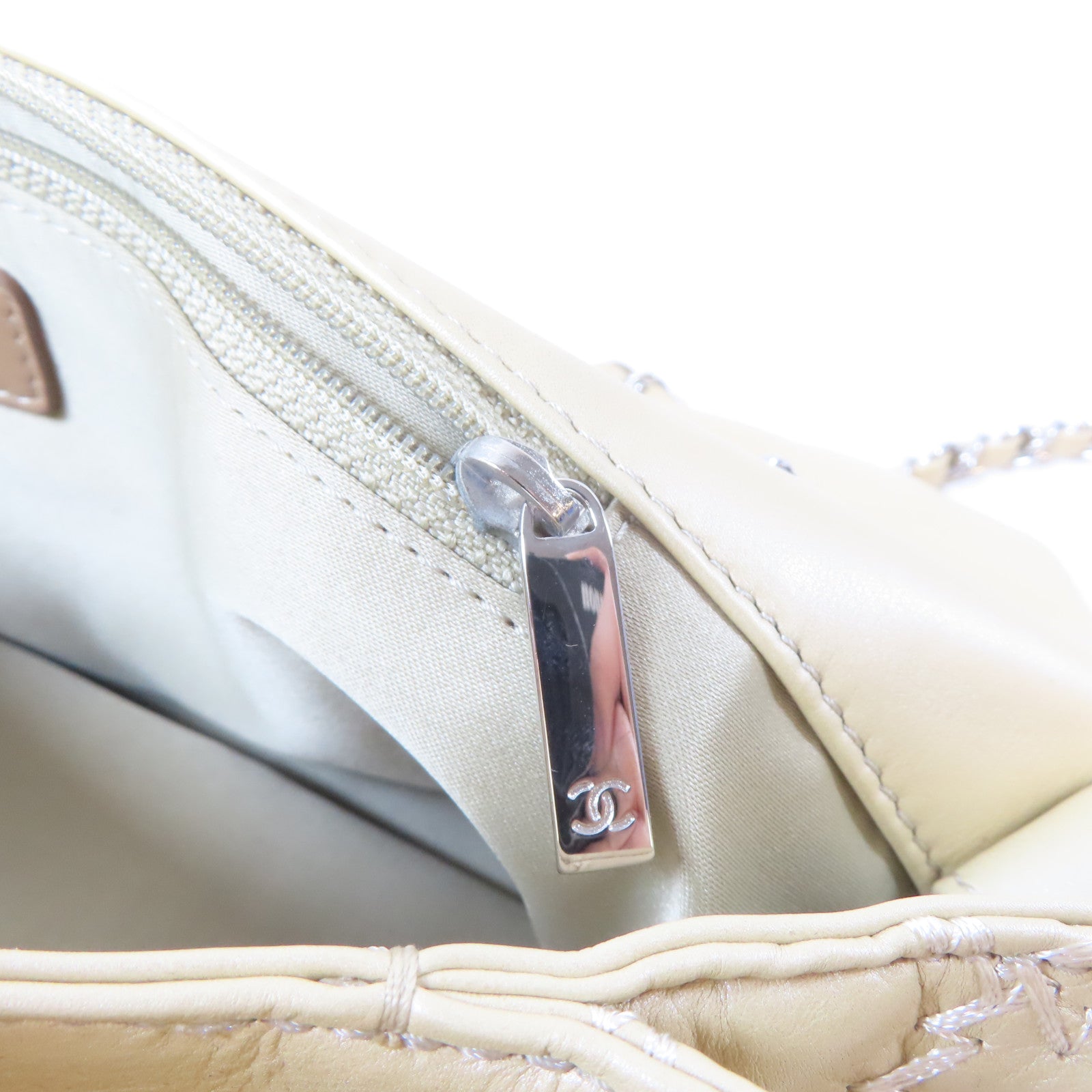 CHANEL 菱格羊皮皮革Chain Shoulder Bag銀扣鏈帶肩背袋金色