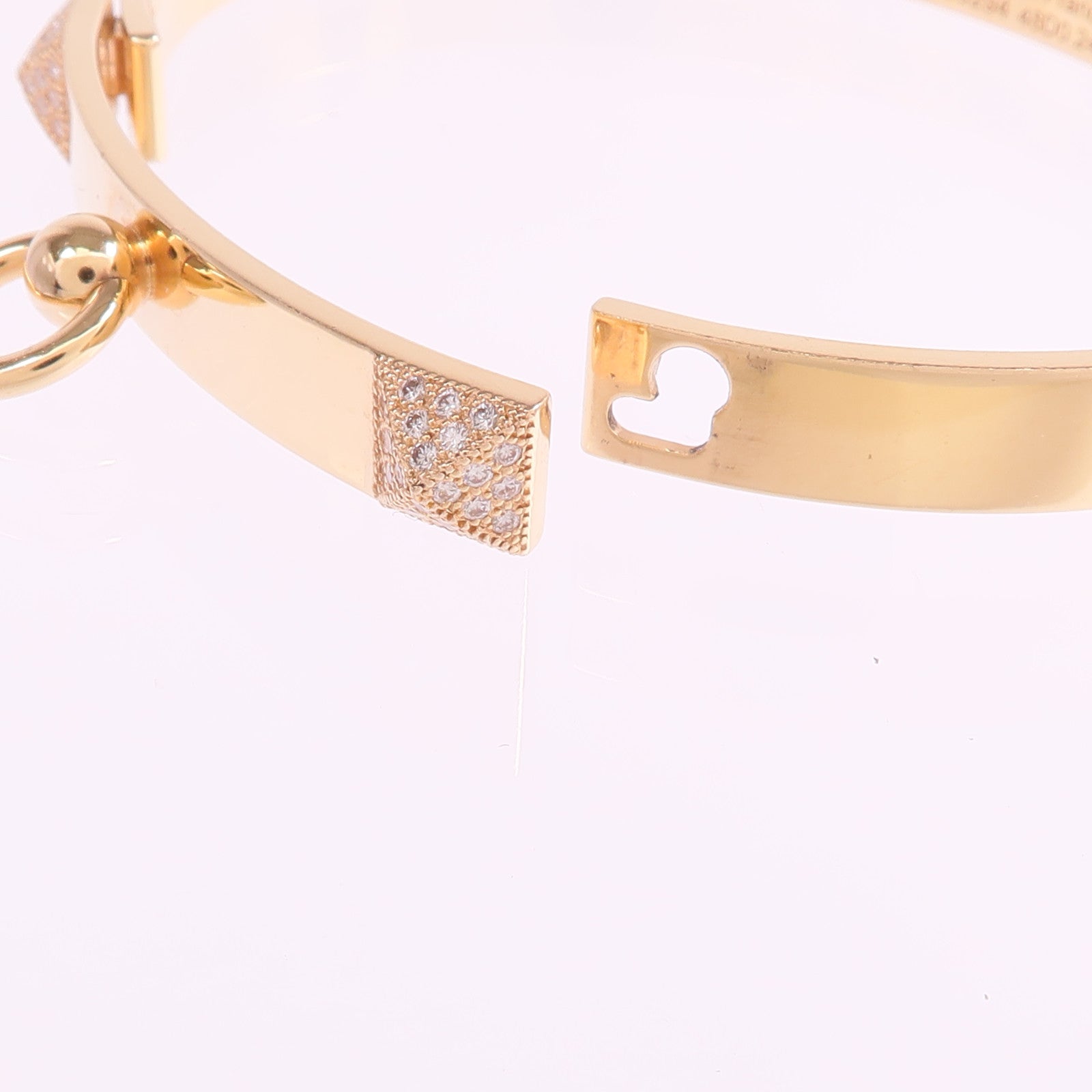 HERMES 18K玫瑰金Collier de Chien Bracelet鑽石手鐲