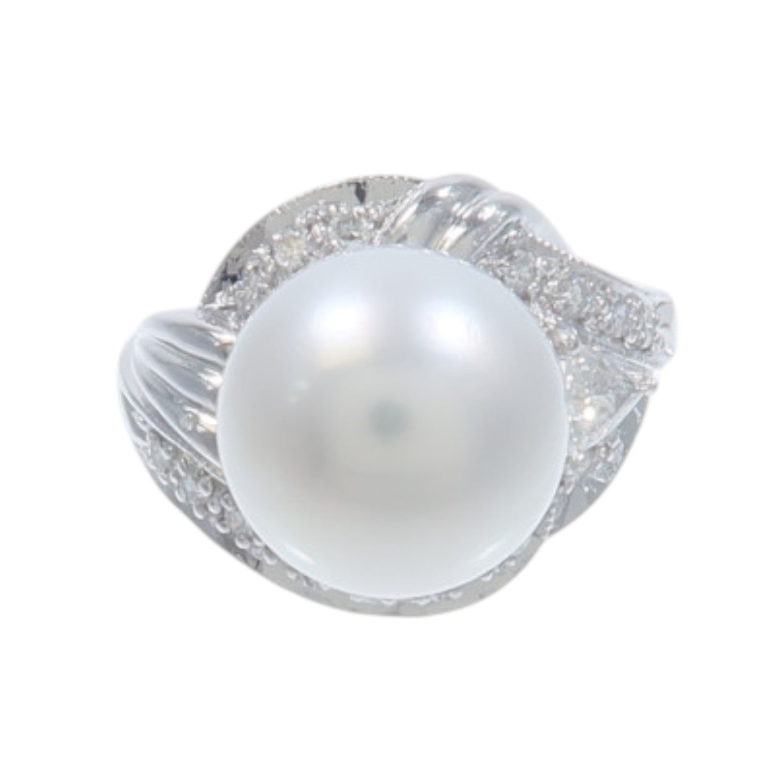 JEWELRY PT900鉑金Pearl Diamond Ring珍珠/鑽石戒指US#5