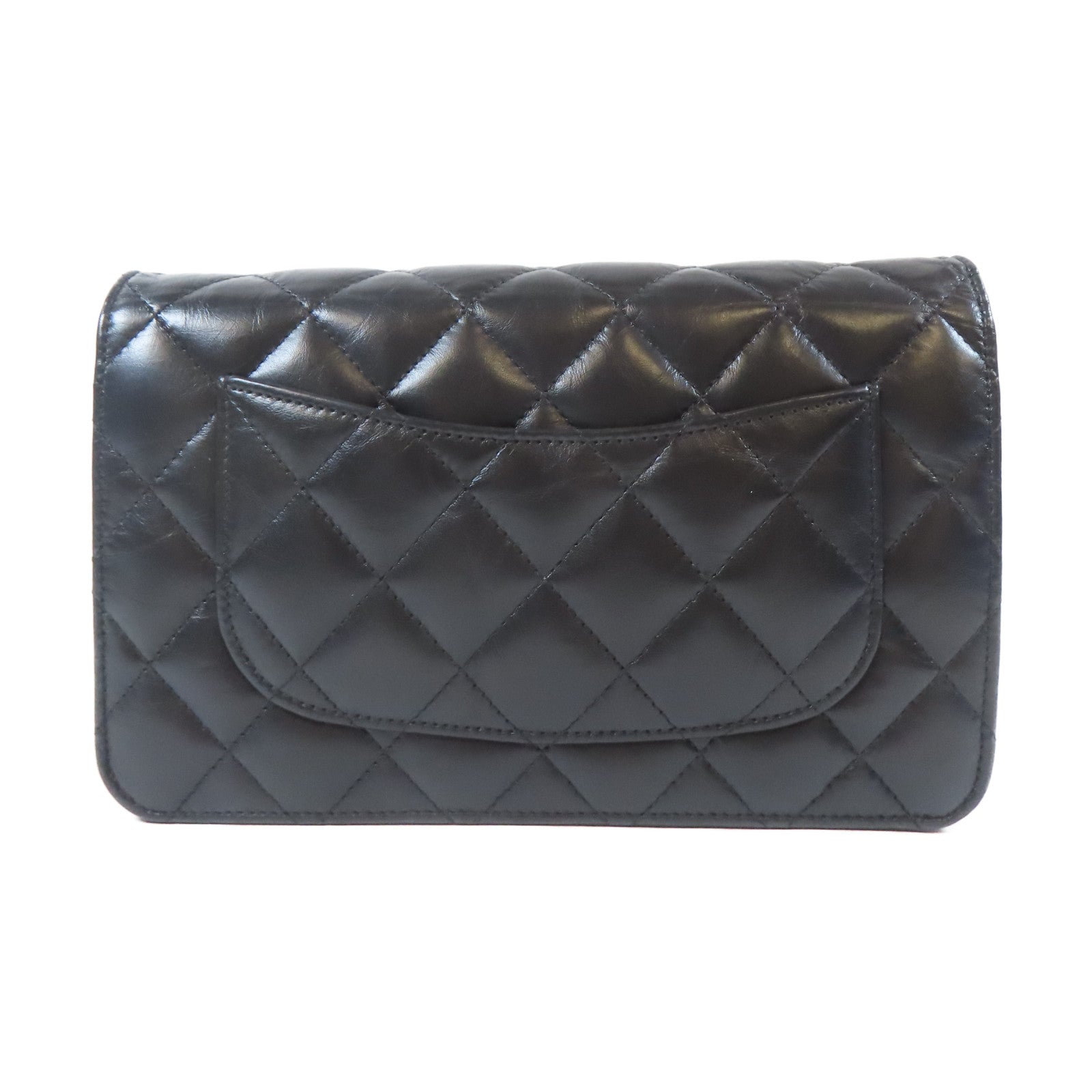 CHANEL 【激減優惠】菱格羊皮皮革2.55 Wallet On Chain金扣鏈帶肩背袋黑色