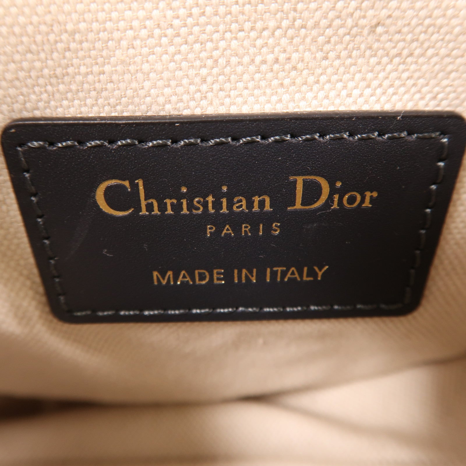 Dior 帆布Mini Saddle Bag金扣手挽肩背兩用袋米色/深藍色