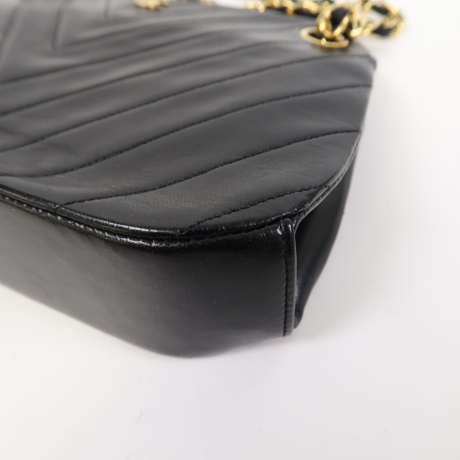 CHANEL 【激減優惠】牛皮皮革Chain Shoulder金扣鏈帶肩背袋黑色