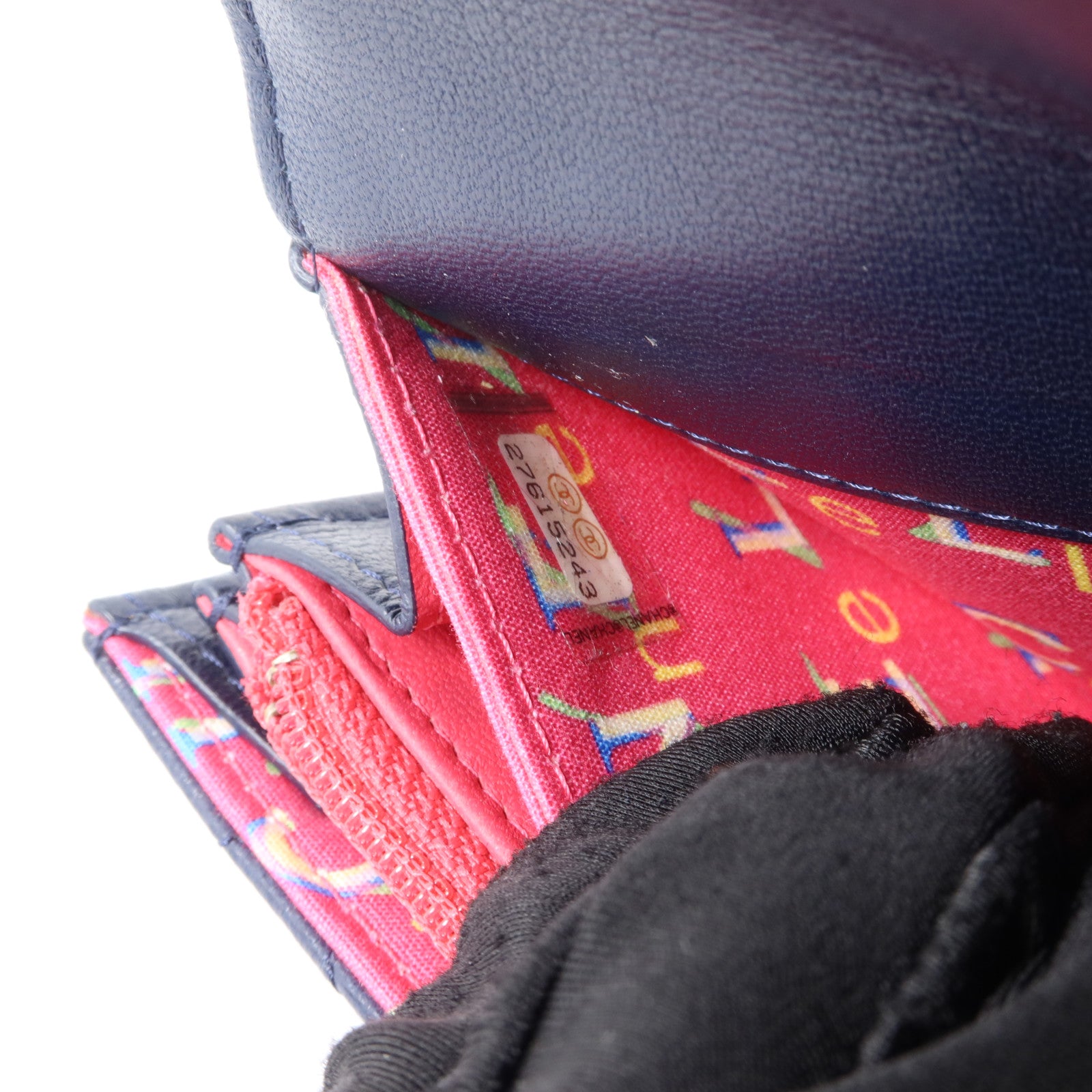 CHANEL 羊皮皮革Bifold Wallet銀扣錢包