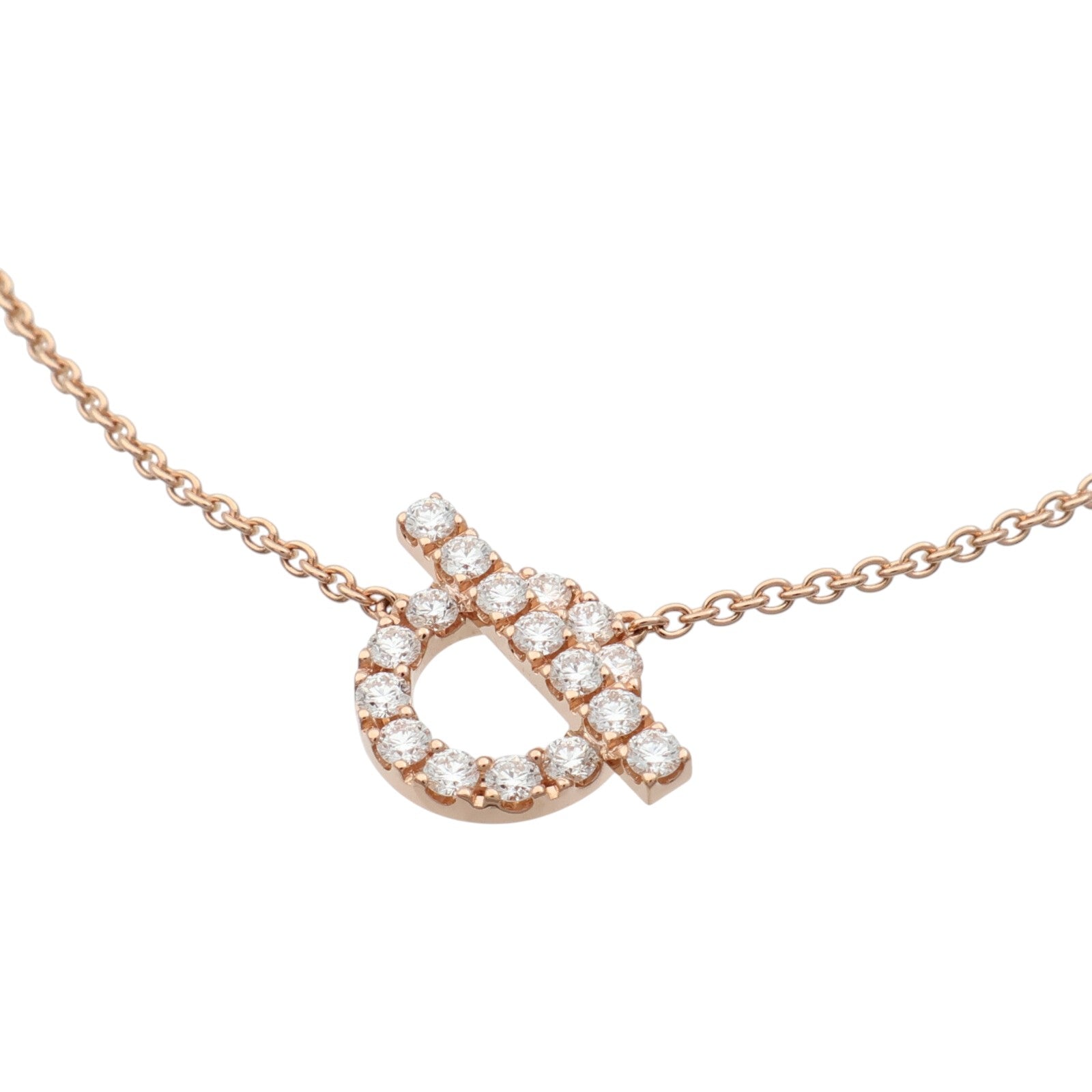 HERMES 18K玫瑰金Finesse Pendant鑽石項鍊