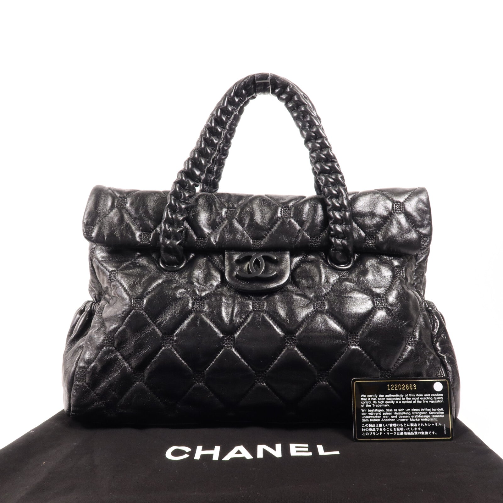 CHANEL 羊皮皮革Handbag銀扣手挽袋