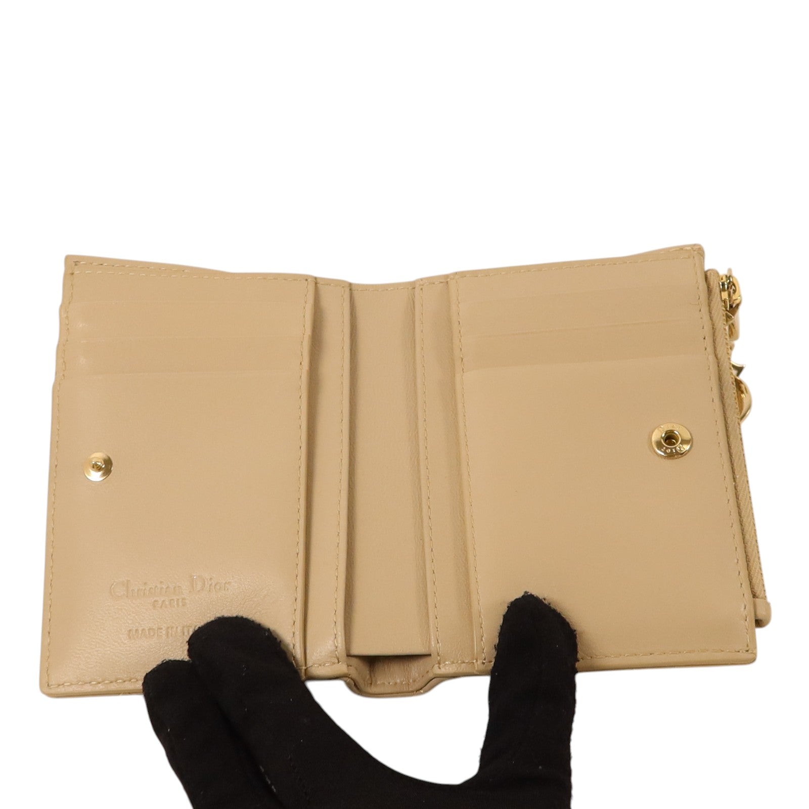 Dior 牛皮皮革Lady Dior Dahlia Wallet金扣錢包