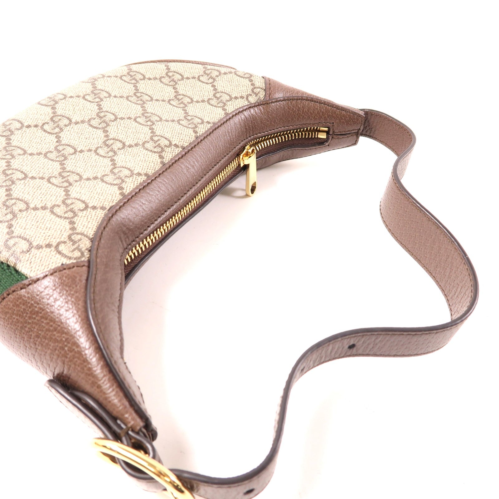 GUCCI 塗層帆布Ophidia金扣手挽袋棕色