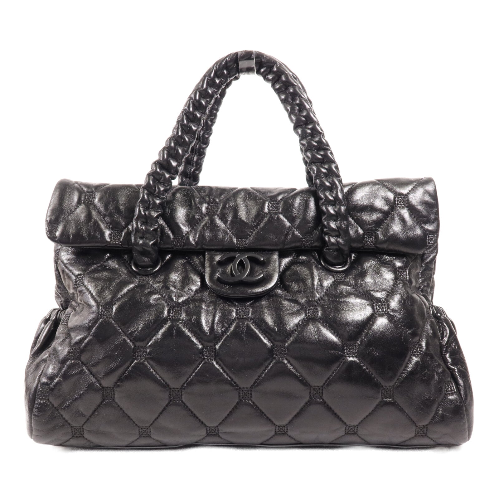 CHANEL 羊皮皮革Handbag銀扣手挽袋