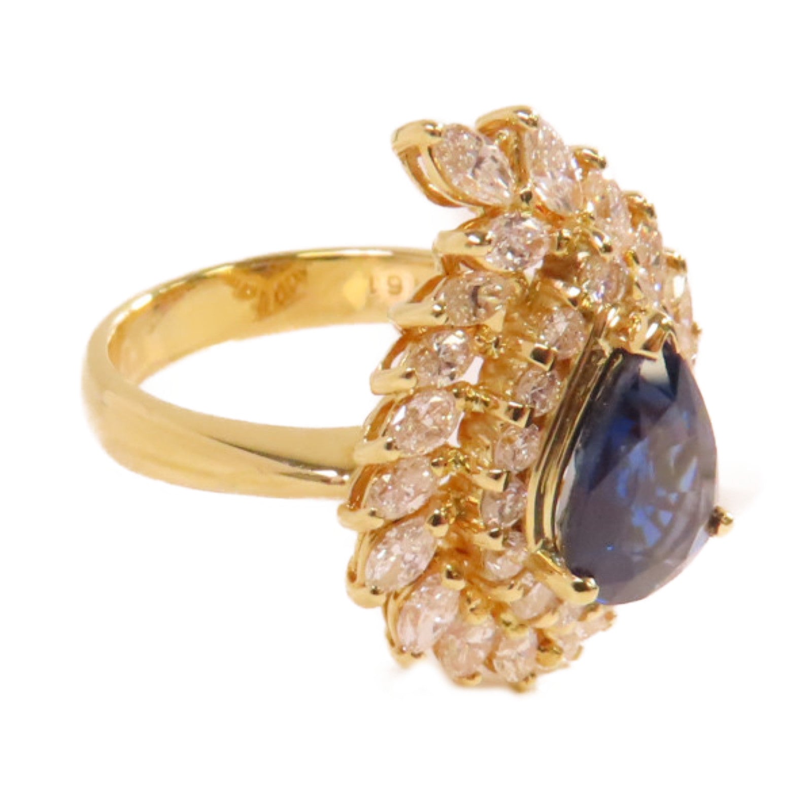 JEWELRY 【激減優惠】18K黃金/2.51ct藍寶石/1.61ct鑚石Sapphire Diamond Ring戒指US#6.5