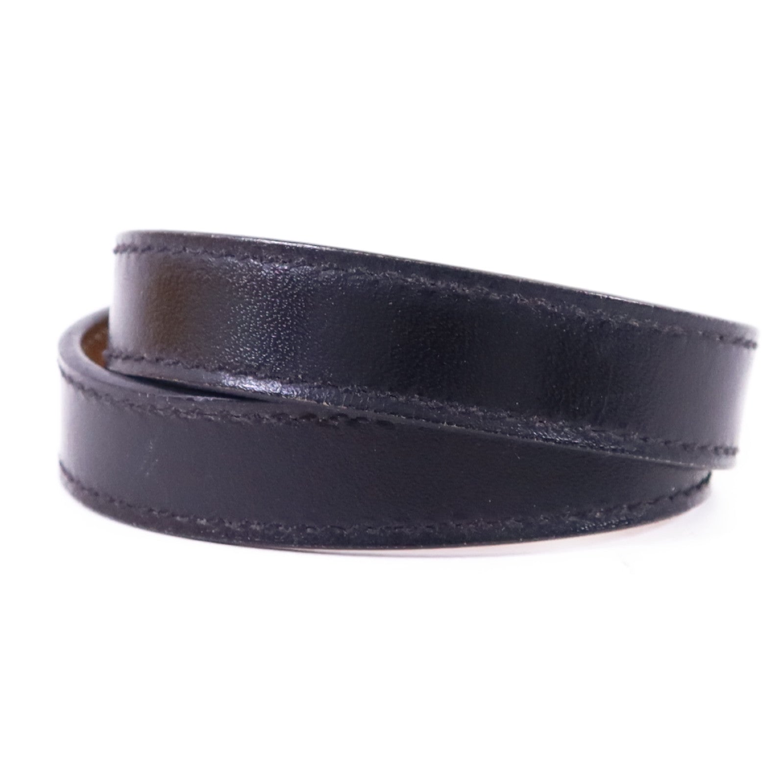 HERMES 【激減優惠】皮革Kelly Double Tour Bracelet金扣手鐲Noir