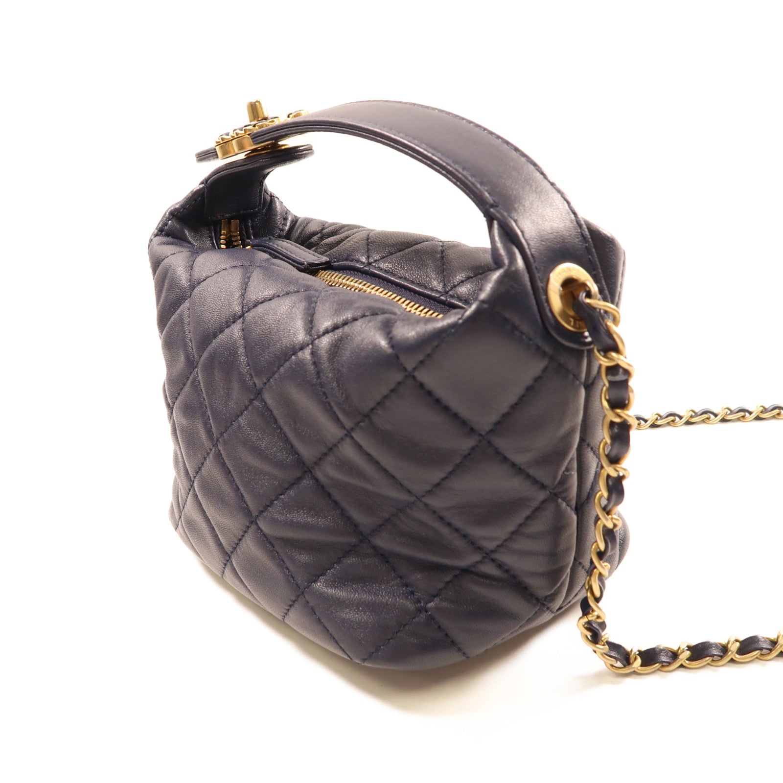 CHANEL 【激減優惠】羊皮皮革2Way Shoulder金扣手挽肩背兩用袋