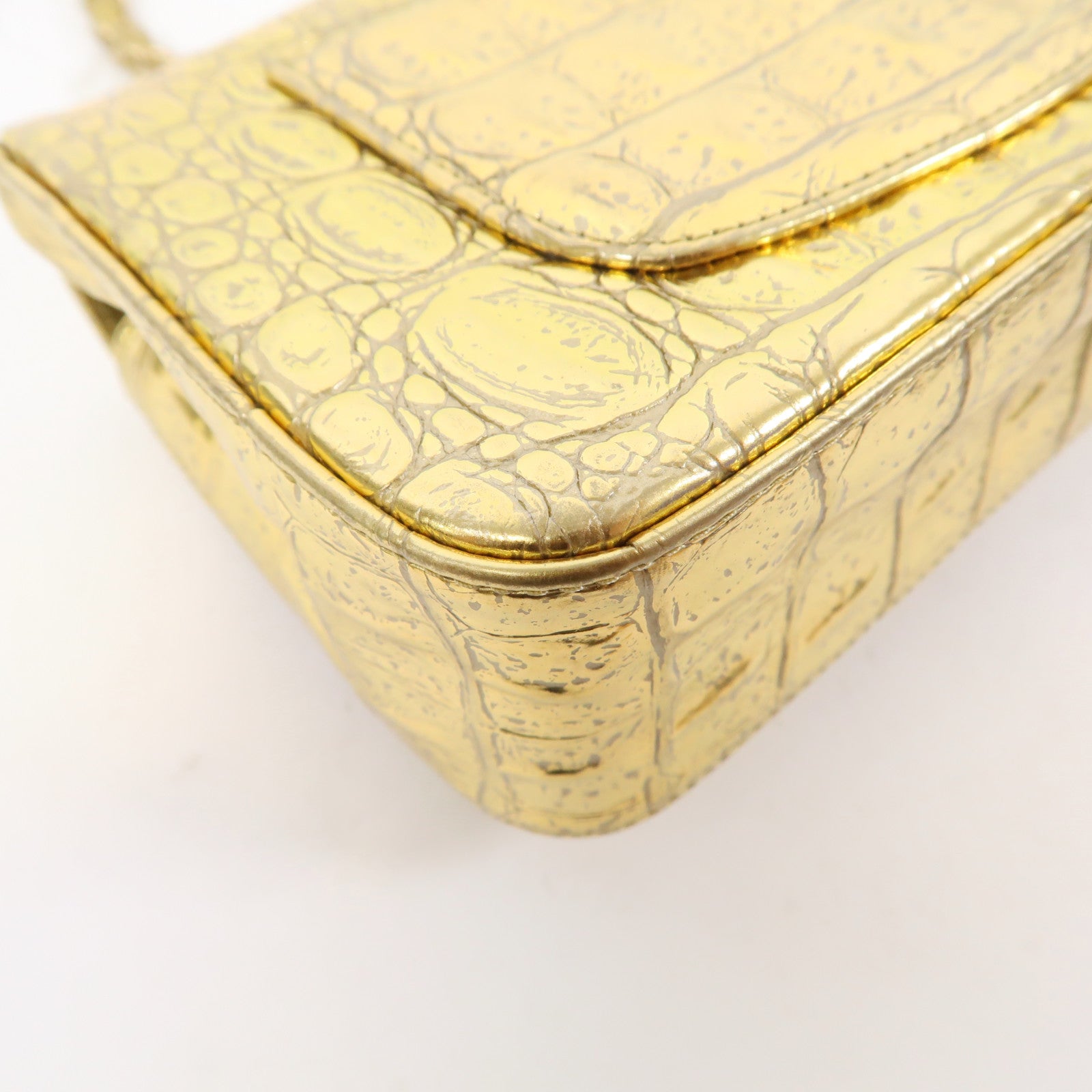 CHANEL 牛皮皮革Classic Flap 20金扣鏈帶肩背袋金色