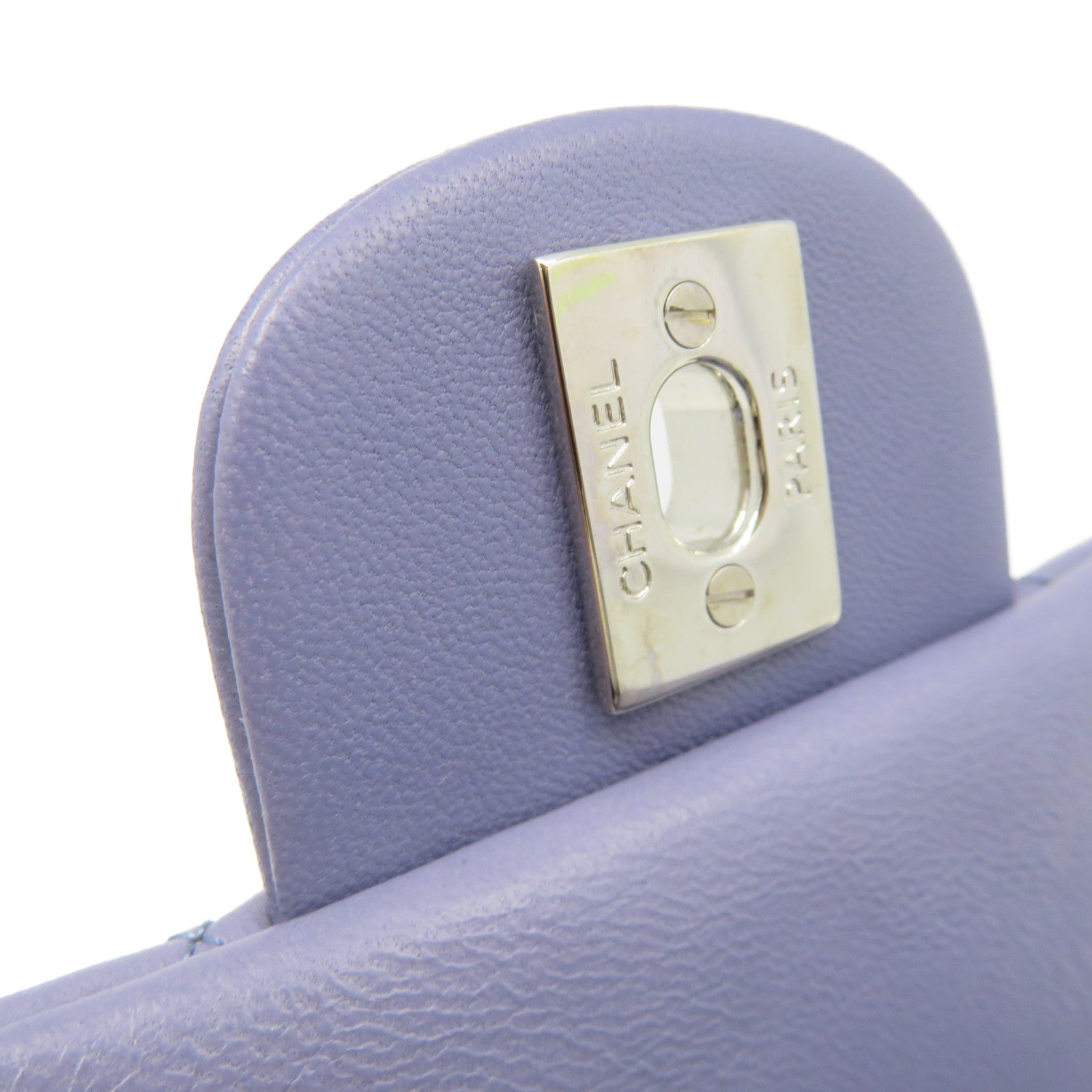 CHANEL rhombic sheepskin leather Classic Chain Shoulder Bag silver buckle chain shoulder bag light purple
