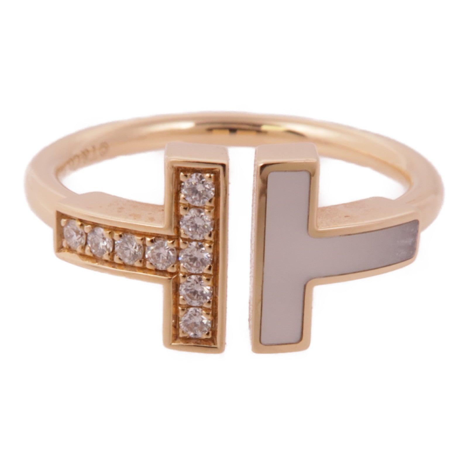 TIFFANY＆CO 18K玫瑰金Diamond T Wire Ring戒指