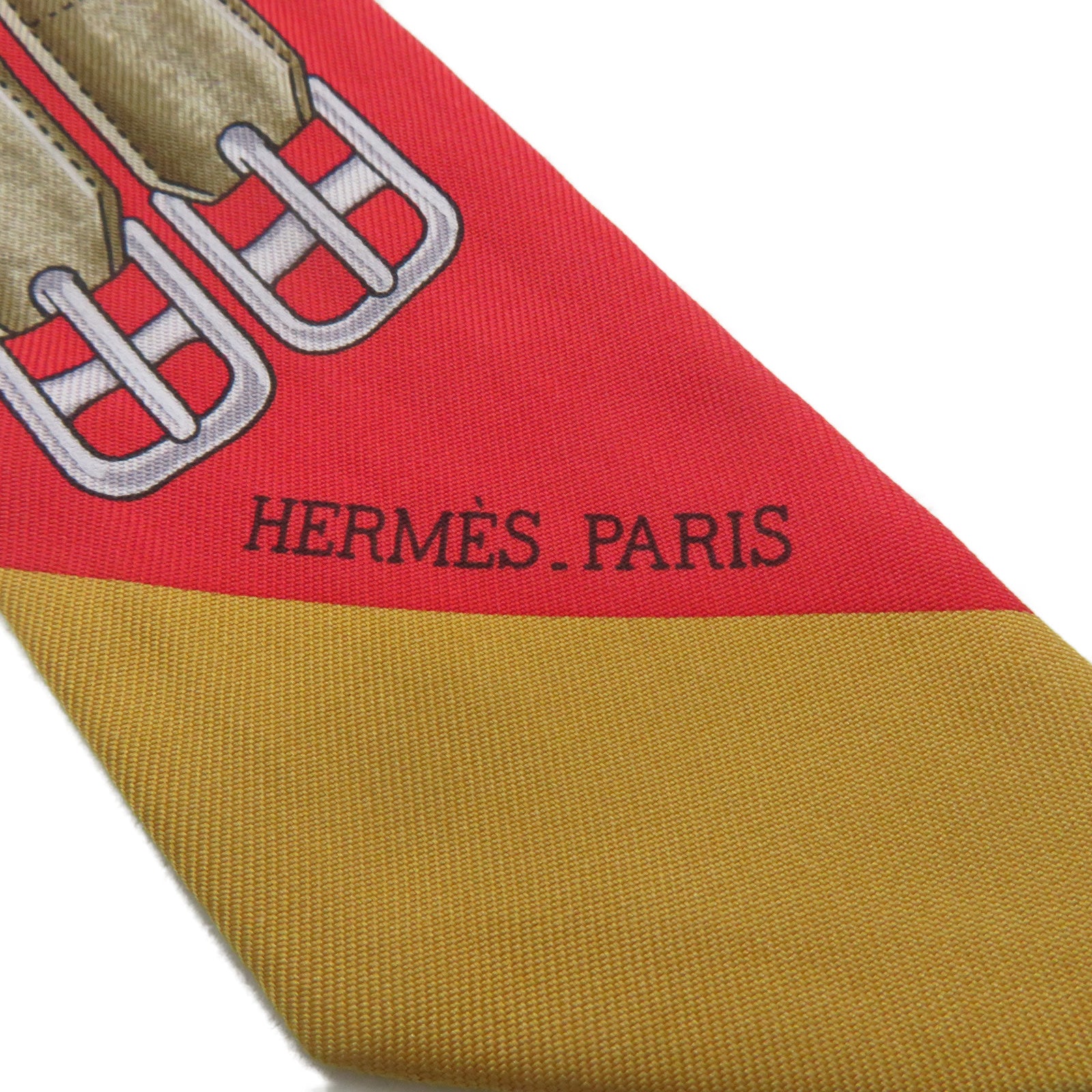 HERMES 【激減優惠】絲質Twilly絲巾紅色/黃色