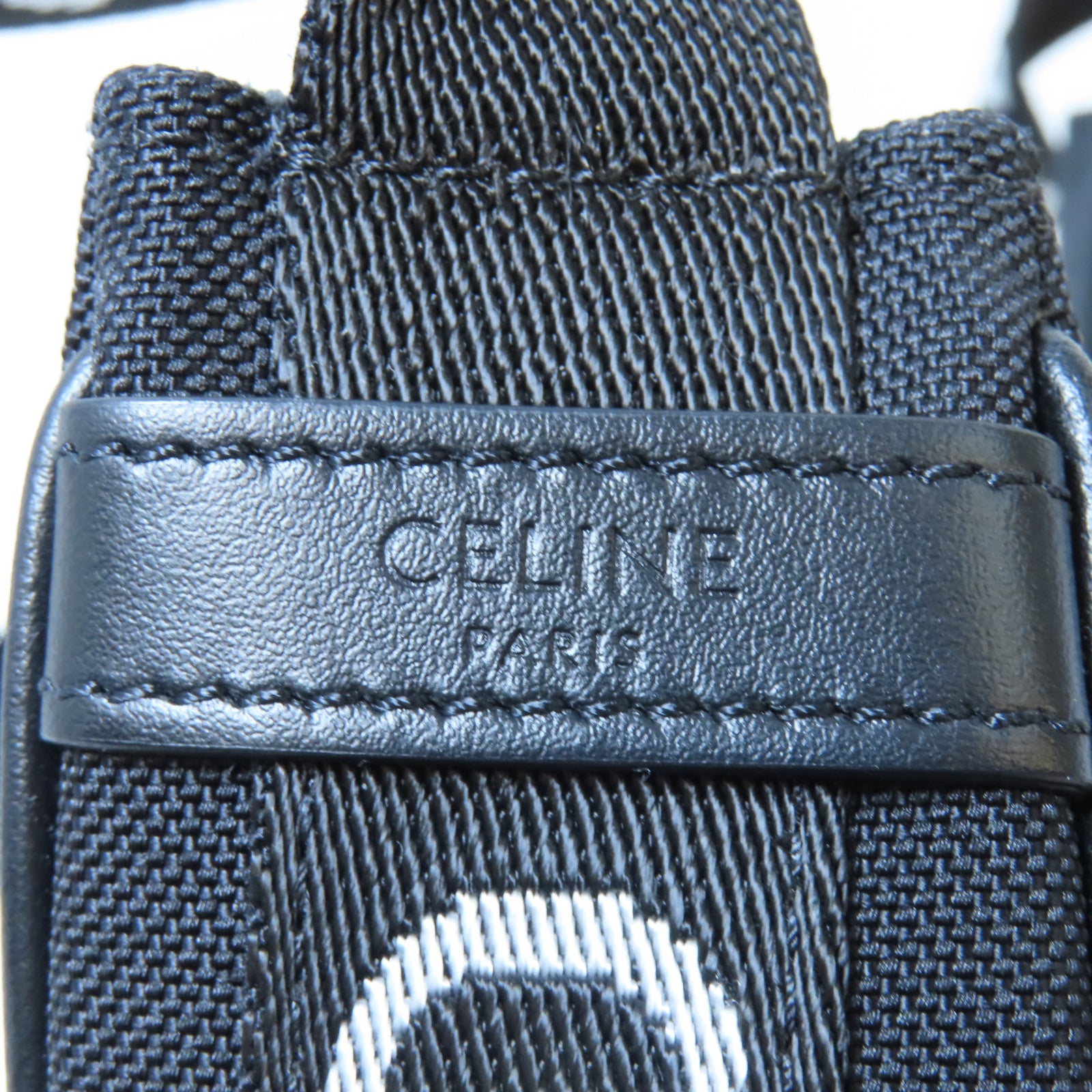 CELINE 帆布Ava銀扣肩背袋黑色