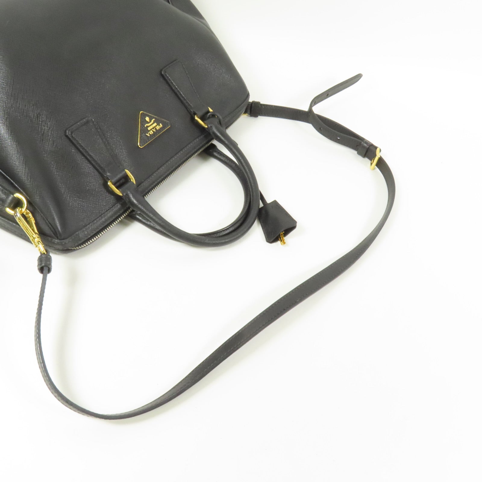 PRADA Saffiano皮革2Way Shoulder金扣手挽肩背兩用袋