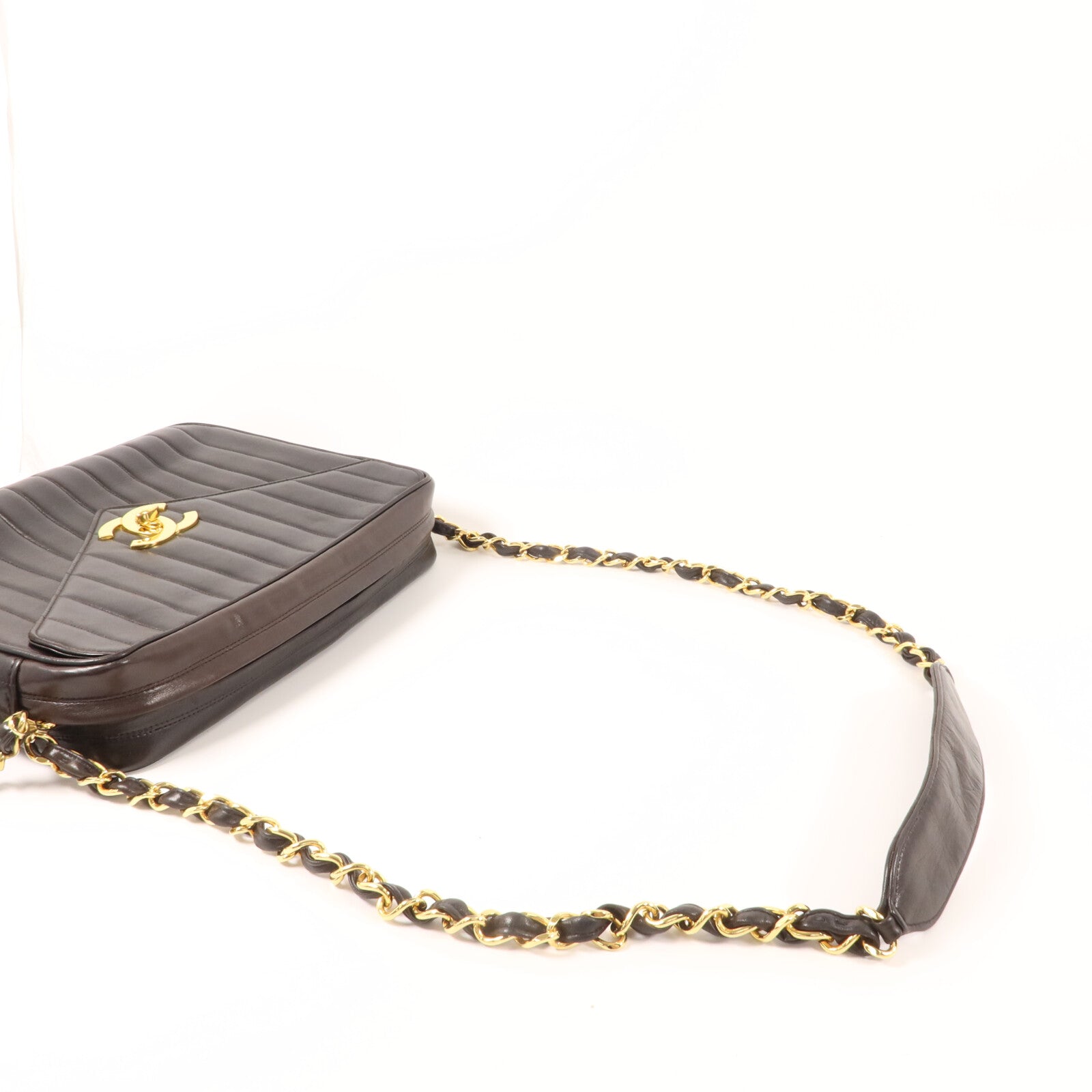 CHANEL 羊皮皮革Vintage Chain Shoulder鏈帶肩背袋