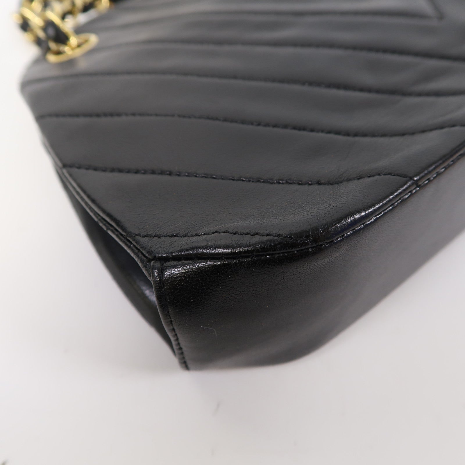CHANEL 【激減優惠】牛皮皮革Chain Shoulder金扣鏈帶肩背袋黑色