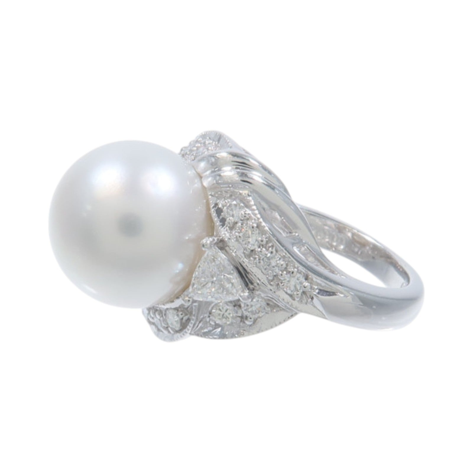 JEWELRY PT900鉑金Pearl Diamond Ring珍珠/鑽石戒指US#5