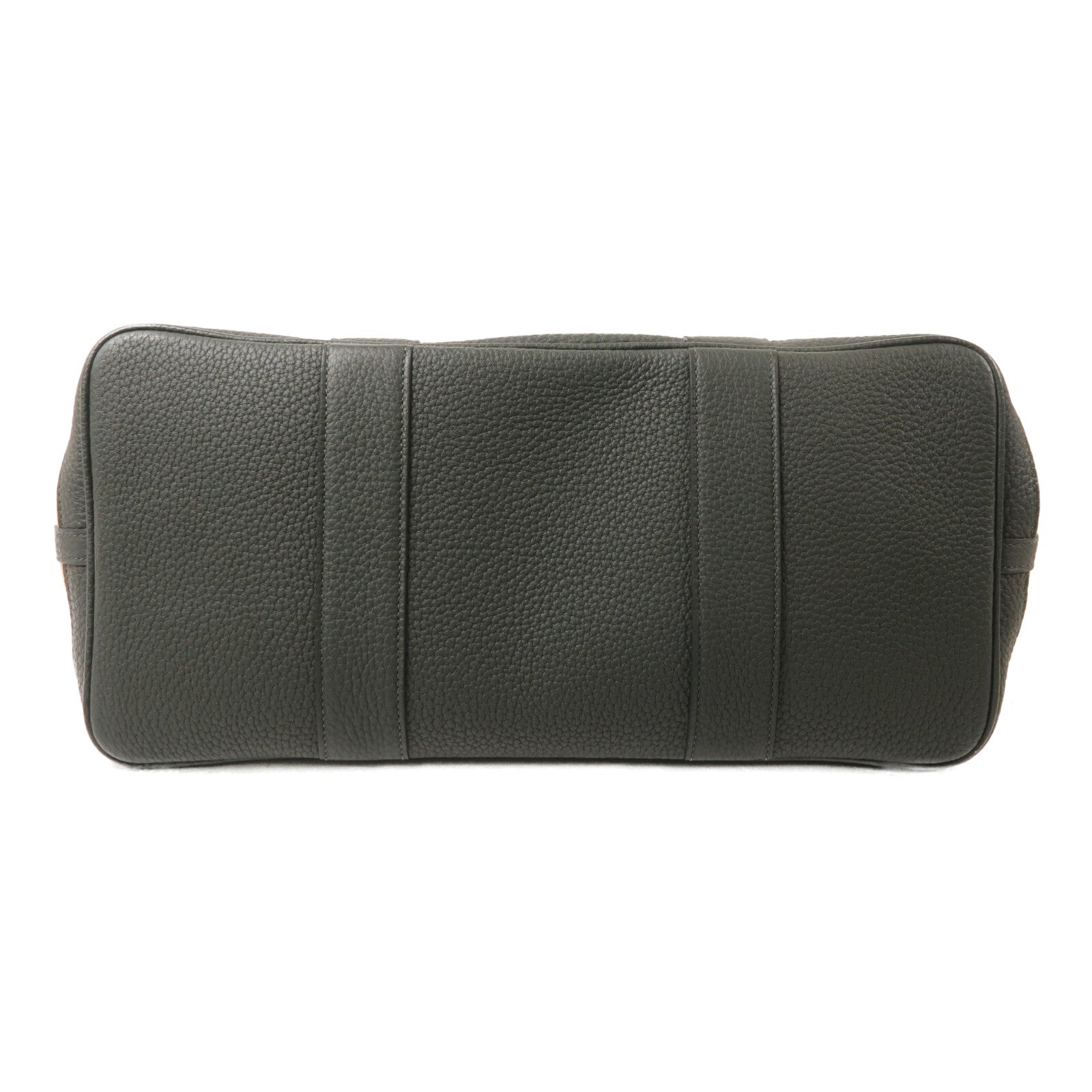 HERMES 帆布GardenParty PM銀扣手挽袋Vert Amande/Trench