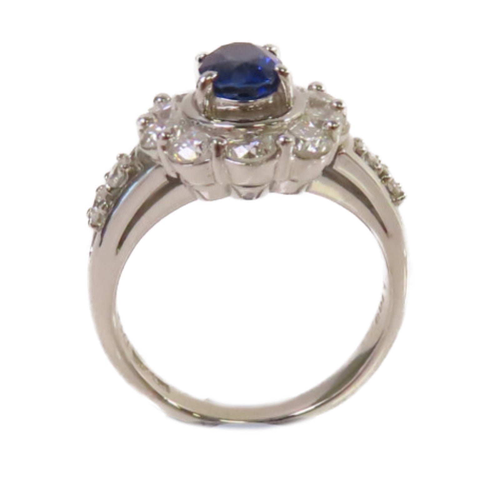 JEWELRY 【激減優惠】PT900鉑金/1.168ct藍寶石/1.42ct鑽石Sapphire Ring戒指US#5.5
