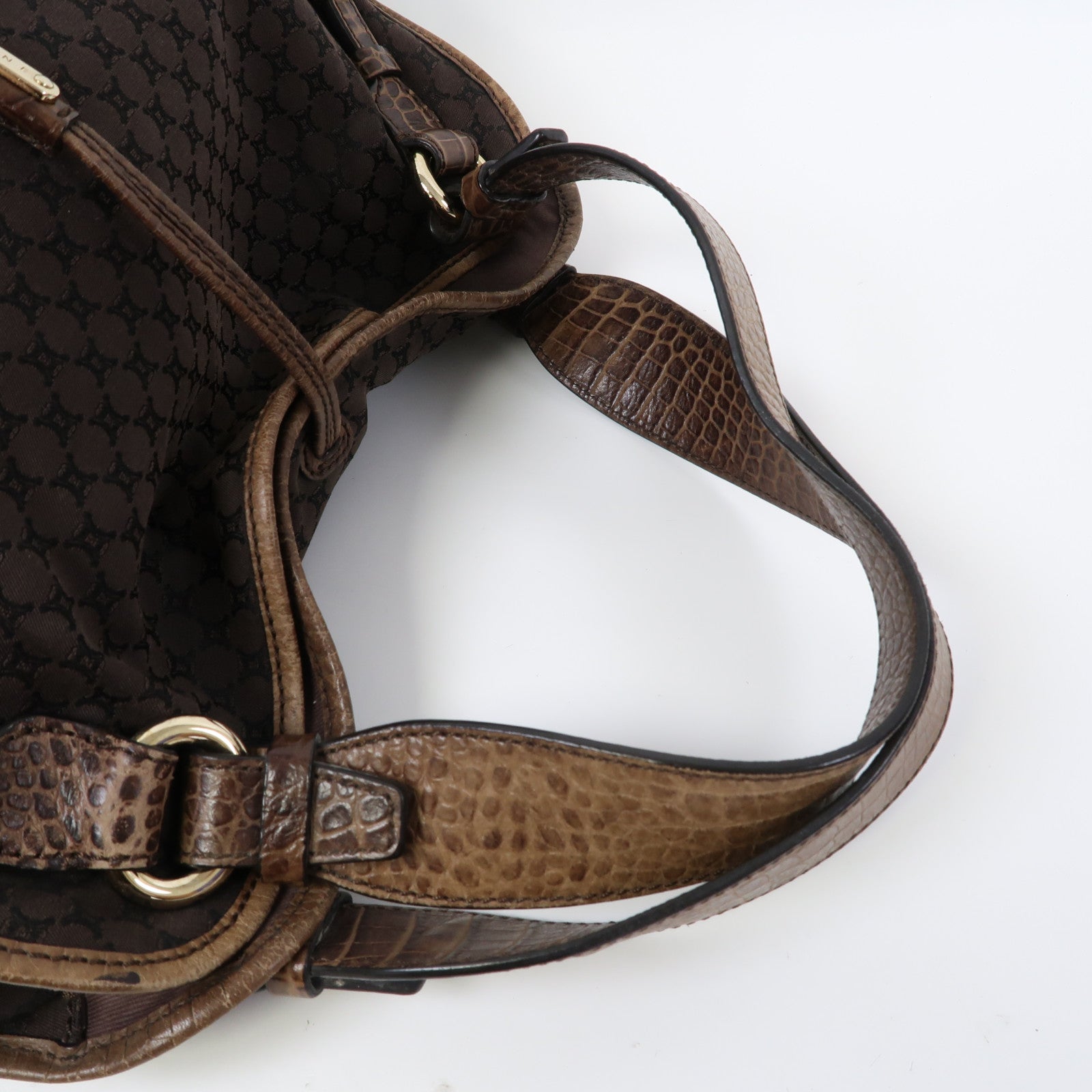 CELINE 帆布Shoulder Bag金扣肩背袋啡色