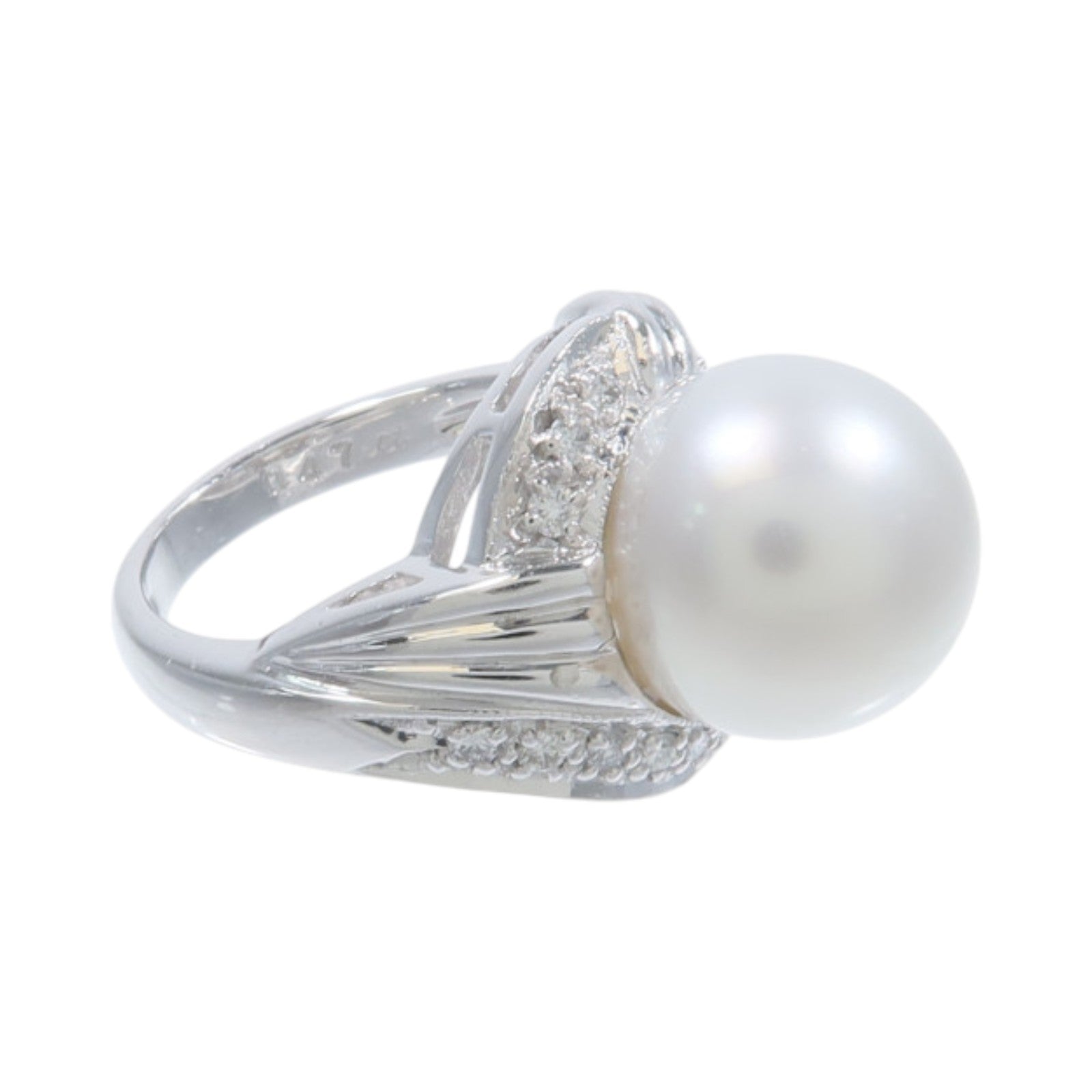 JEWELRY PT900鉑金Pearl Diamond Ring珍珠/鑽石戒指US#5