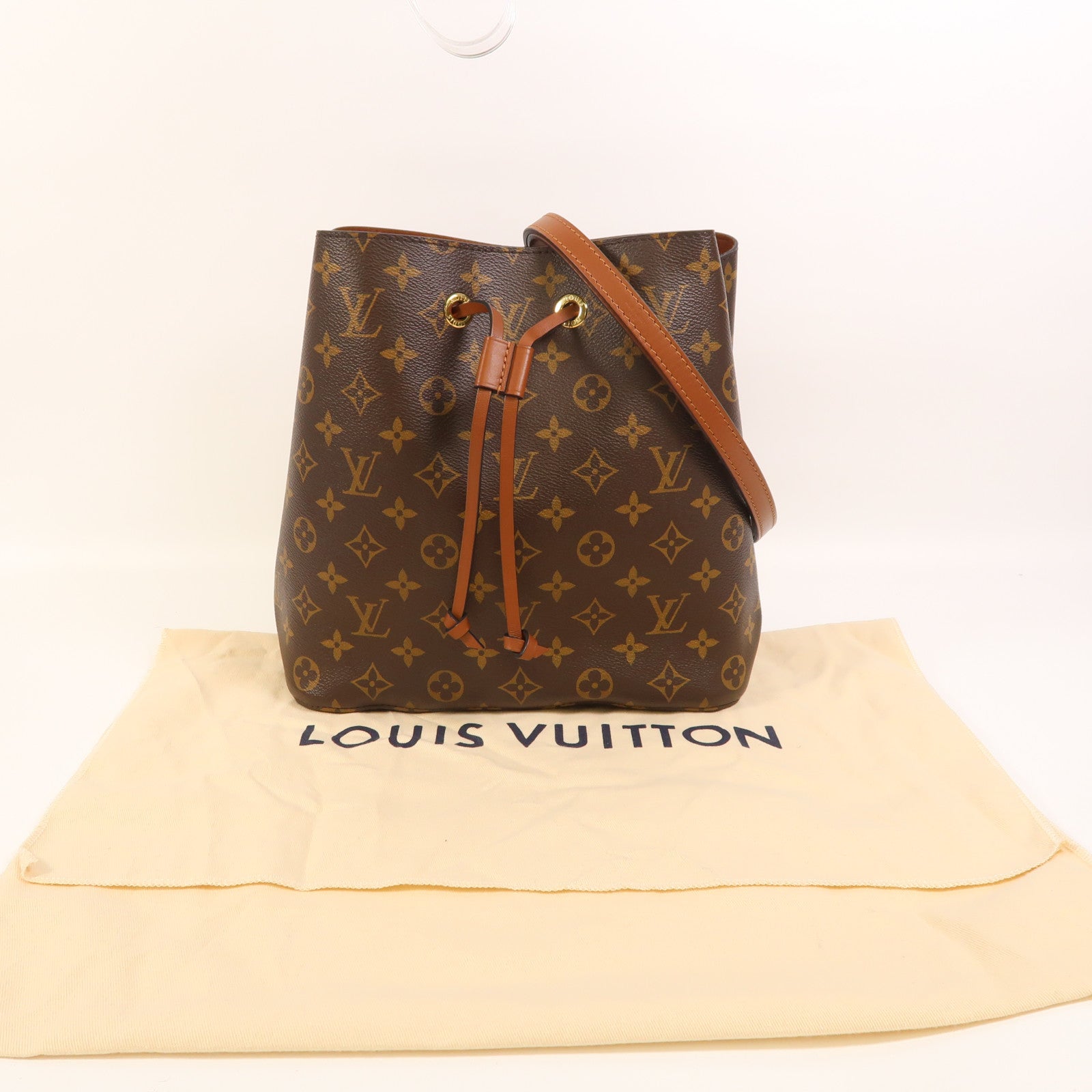 LOUIS VUITTON Monogram NeoNoe MM金扣肩背袋棕色