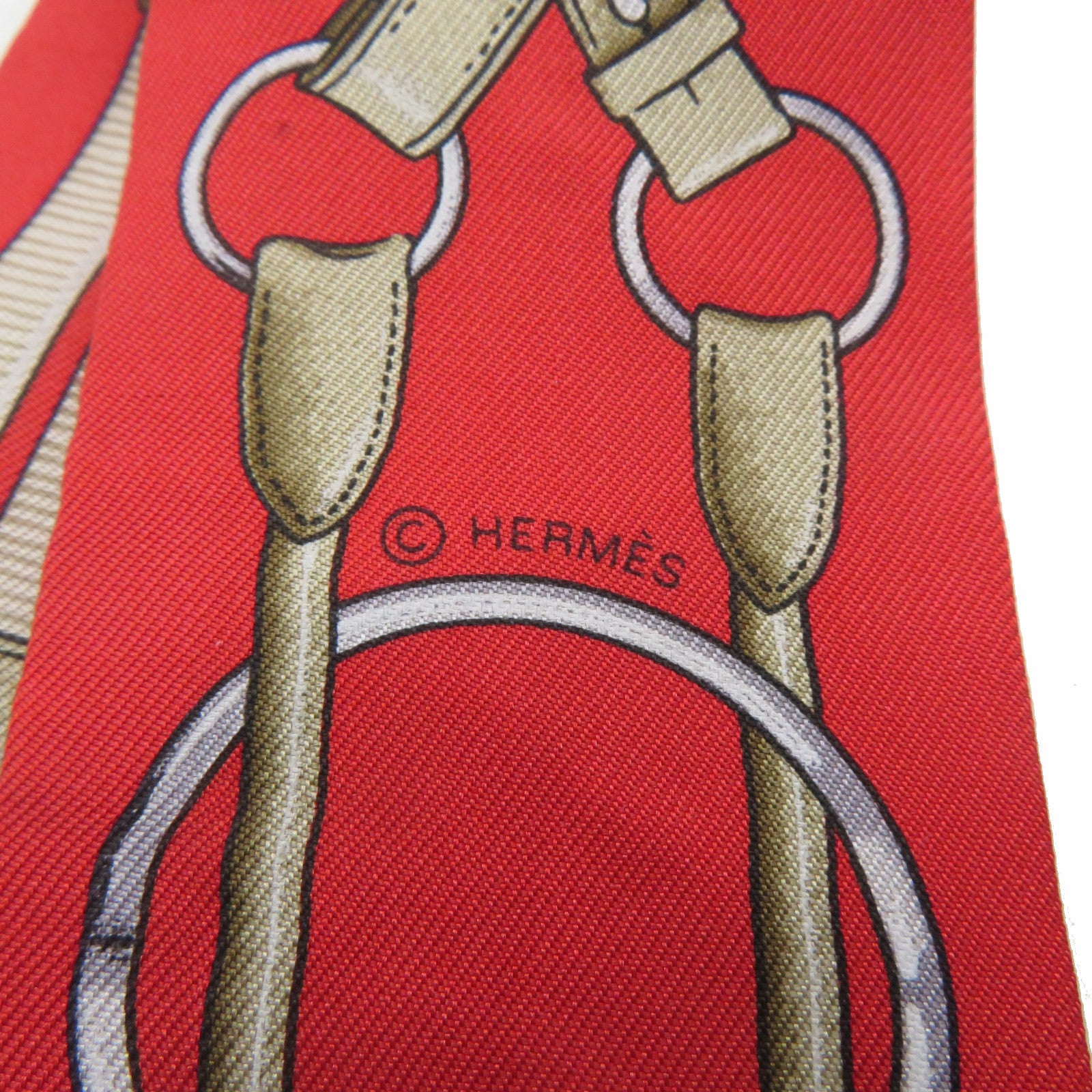 HERMES 【激減優惠】絲質Twilly絲巾紅色/黃色